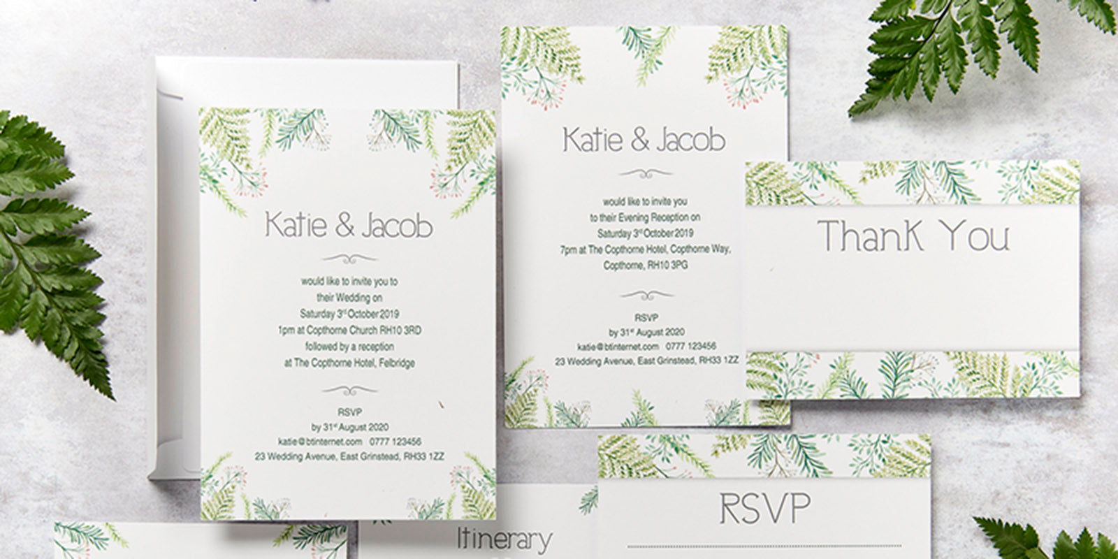 Fern Design Wedding Invitation Collection