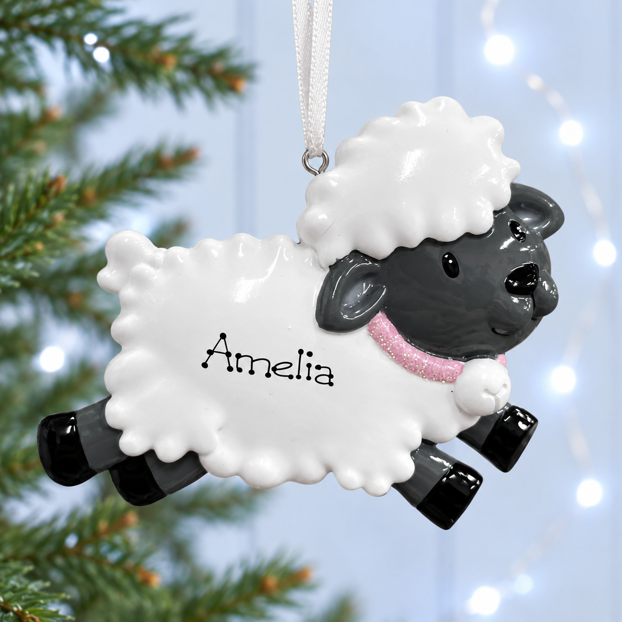 Personalised Baby's 1st Christmas Xmas Tree Decoration Ornament - Baby Sheep