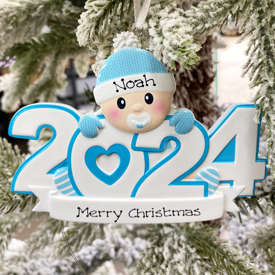 Personalised Baby's 1st Christmas Xmas Tree Decoration Ornament - 2024 Boy or Girl