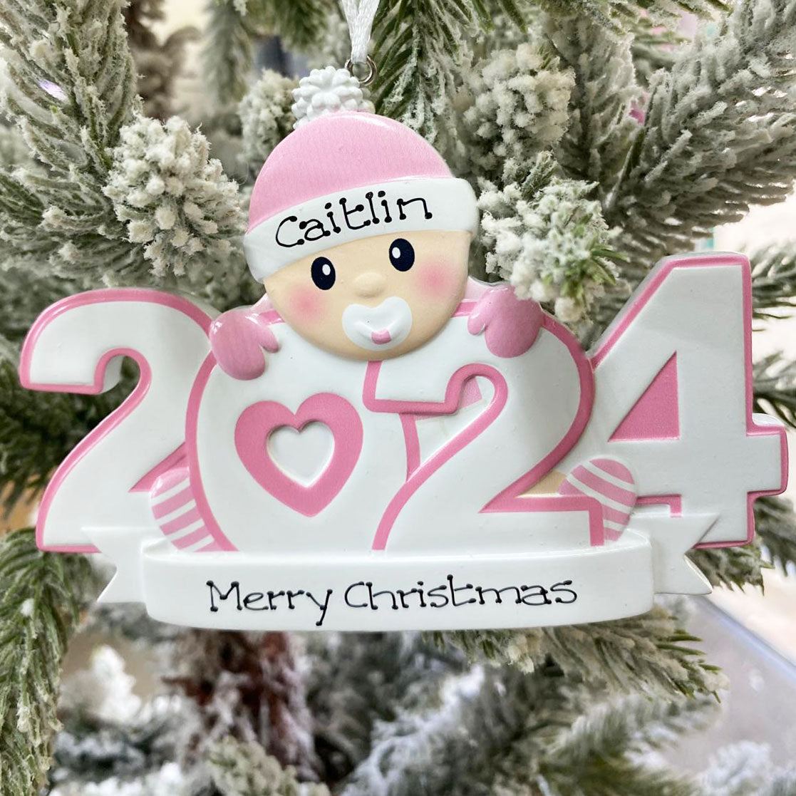 Personalised Baby's 1st Christmas Xmas Tree Decoration Ornament - 2024 Boy or Girl