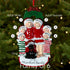 Personalised Family with Black Dog Christmas decoration - Family of 5