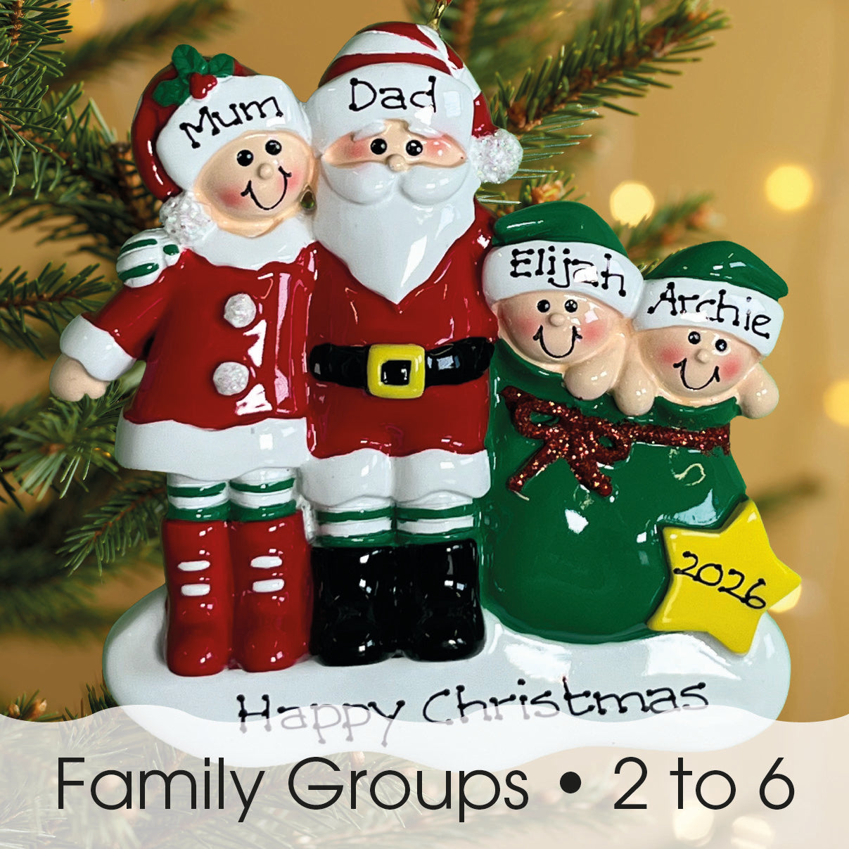 Personalised Clause Family Christmas decoration - Family of 2