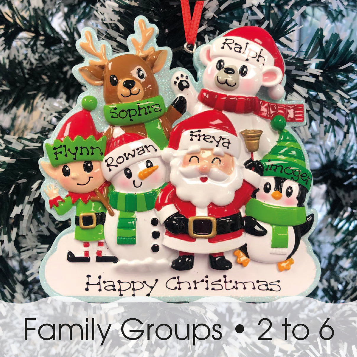 Personalised Family Christmas Xmas Tree Decoration Ornament - Cute Family