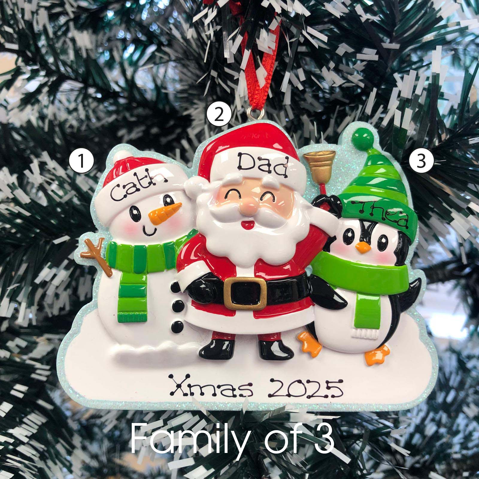 Personalised Family Christmas Xmas Tree Decoration Ornament - Cute Family