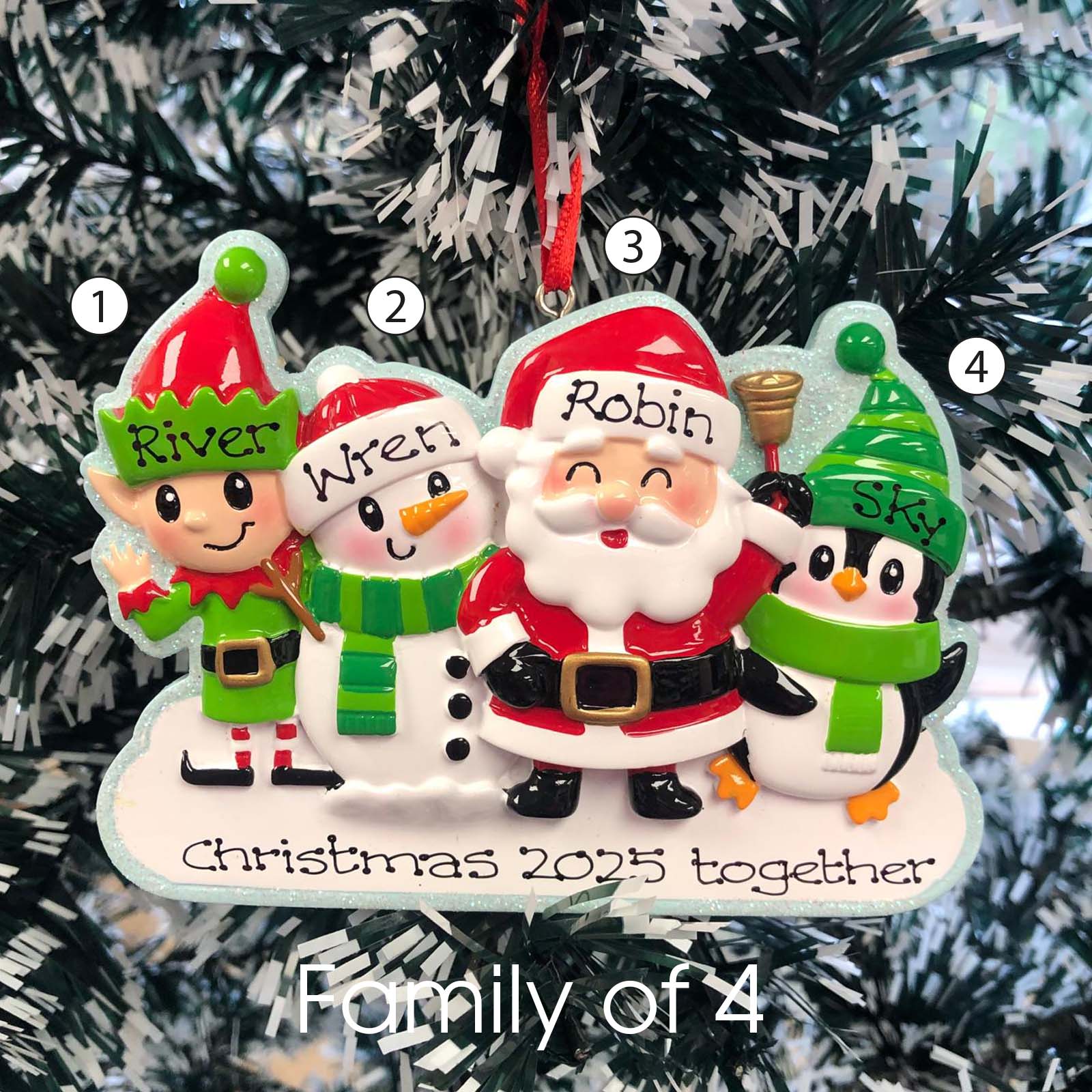Personalised Family Christmas Xmas Tree Decoration Ornament - Cute Family