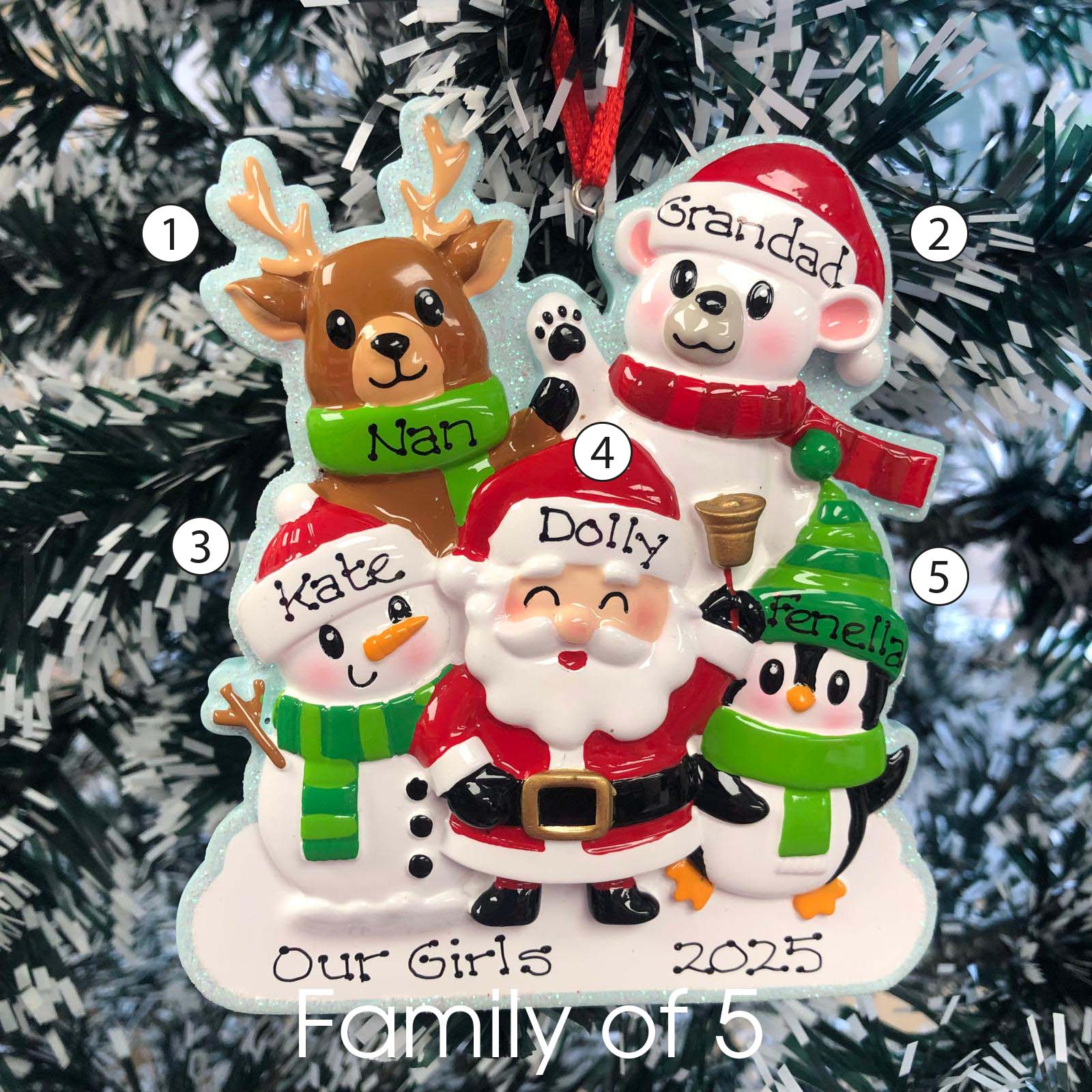 Personalised Family Christmas Xmas Tree Decoration Ornament - Cute Family
