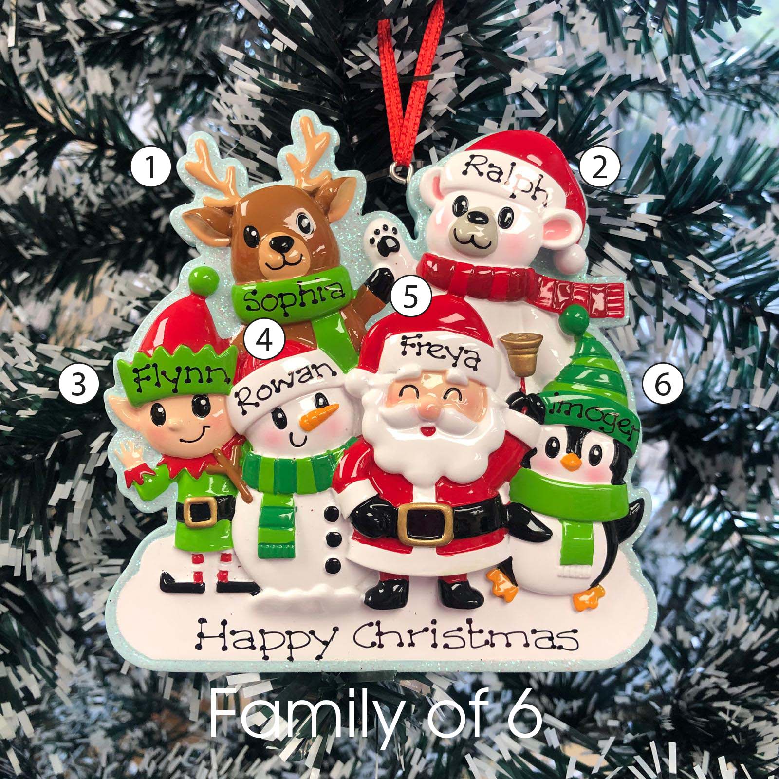 Personalised Family Christmas Xmas Tree Decoration Ornament - Cute Family