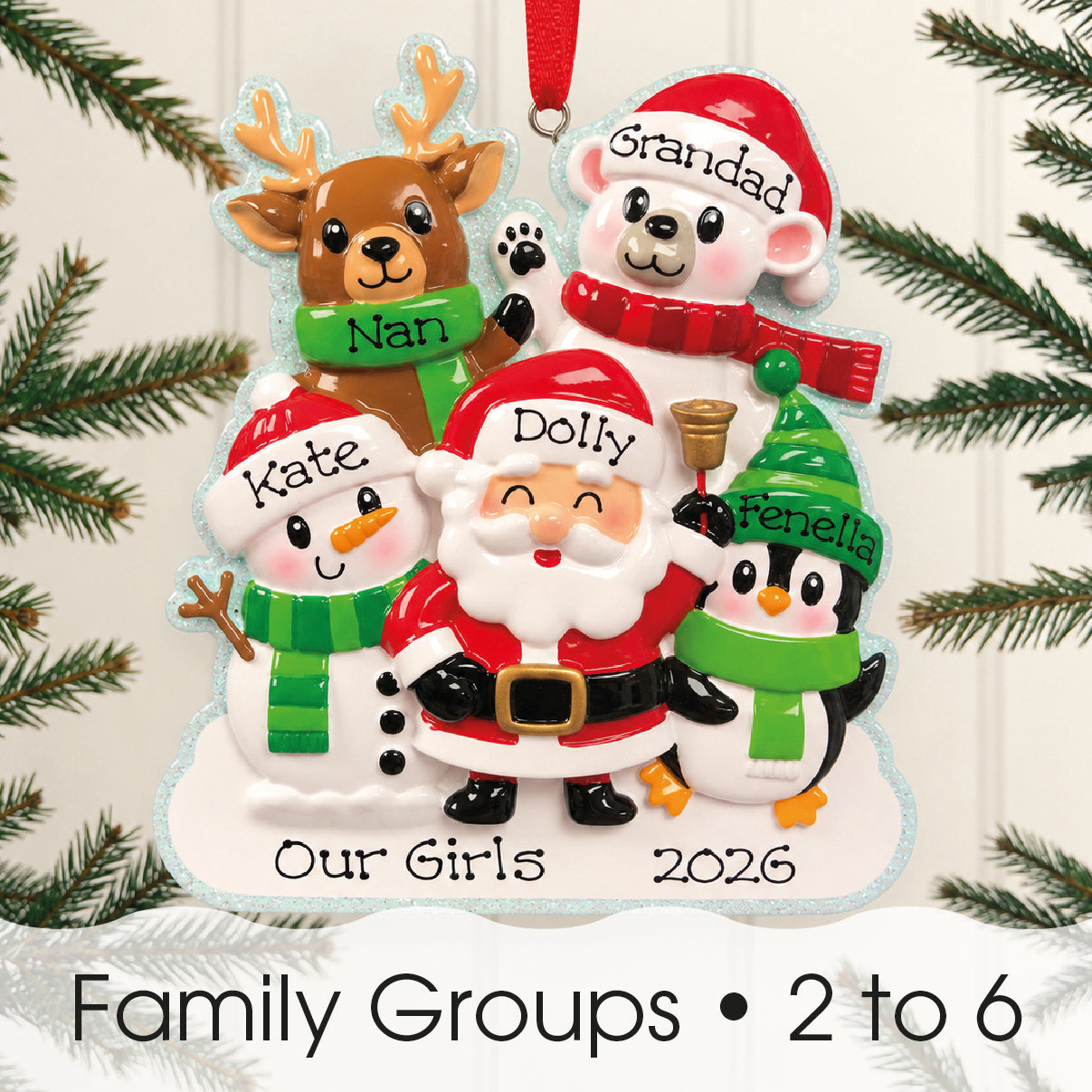 Personalised Family Christmas Xmas Tree Decoration Ornament - Cute Family