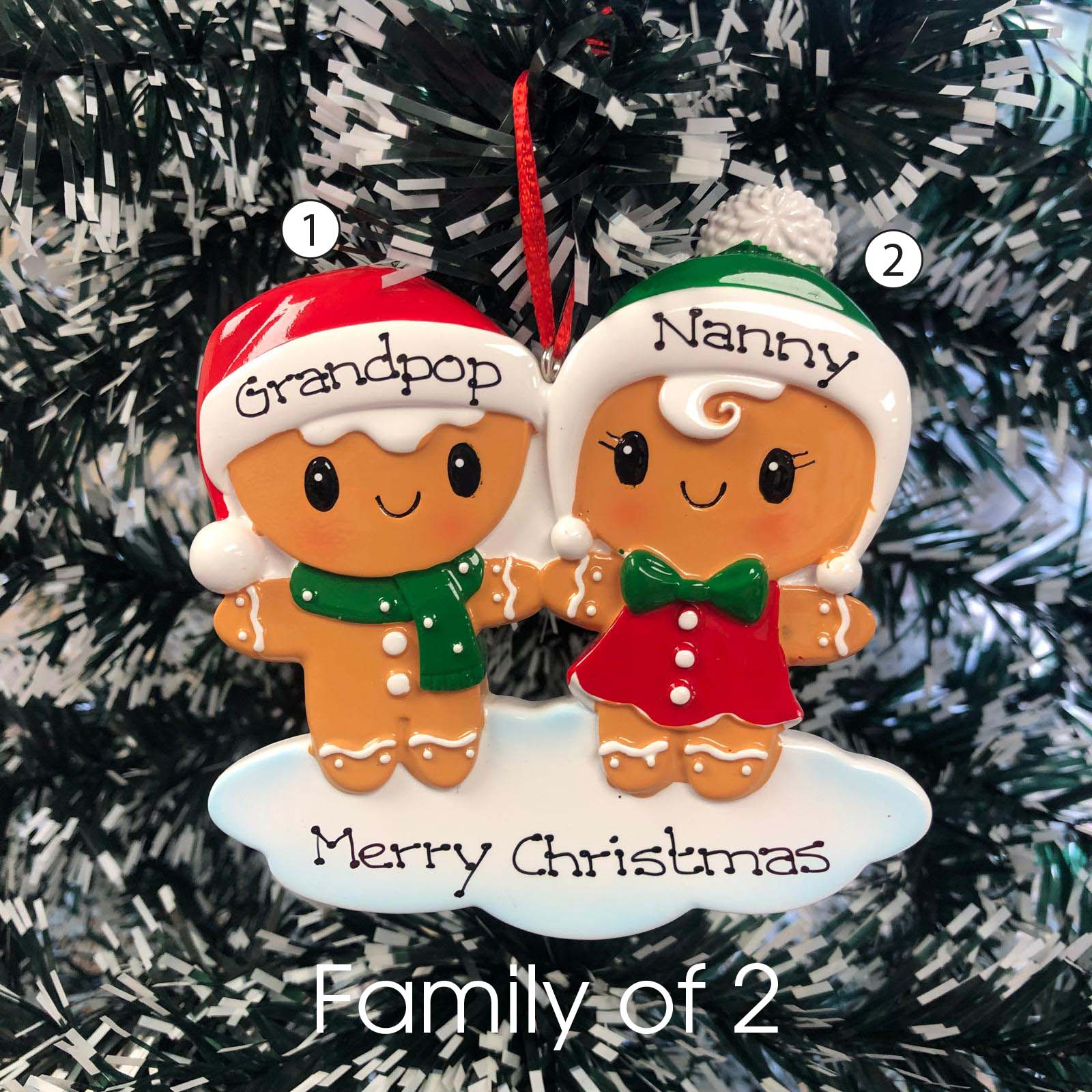 Personalised Family Christmas Xmas Tree Decoration Ornament - Gingerbread Family