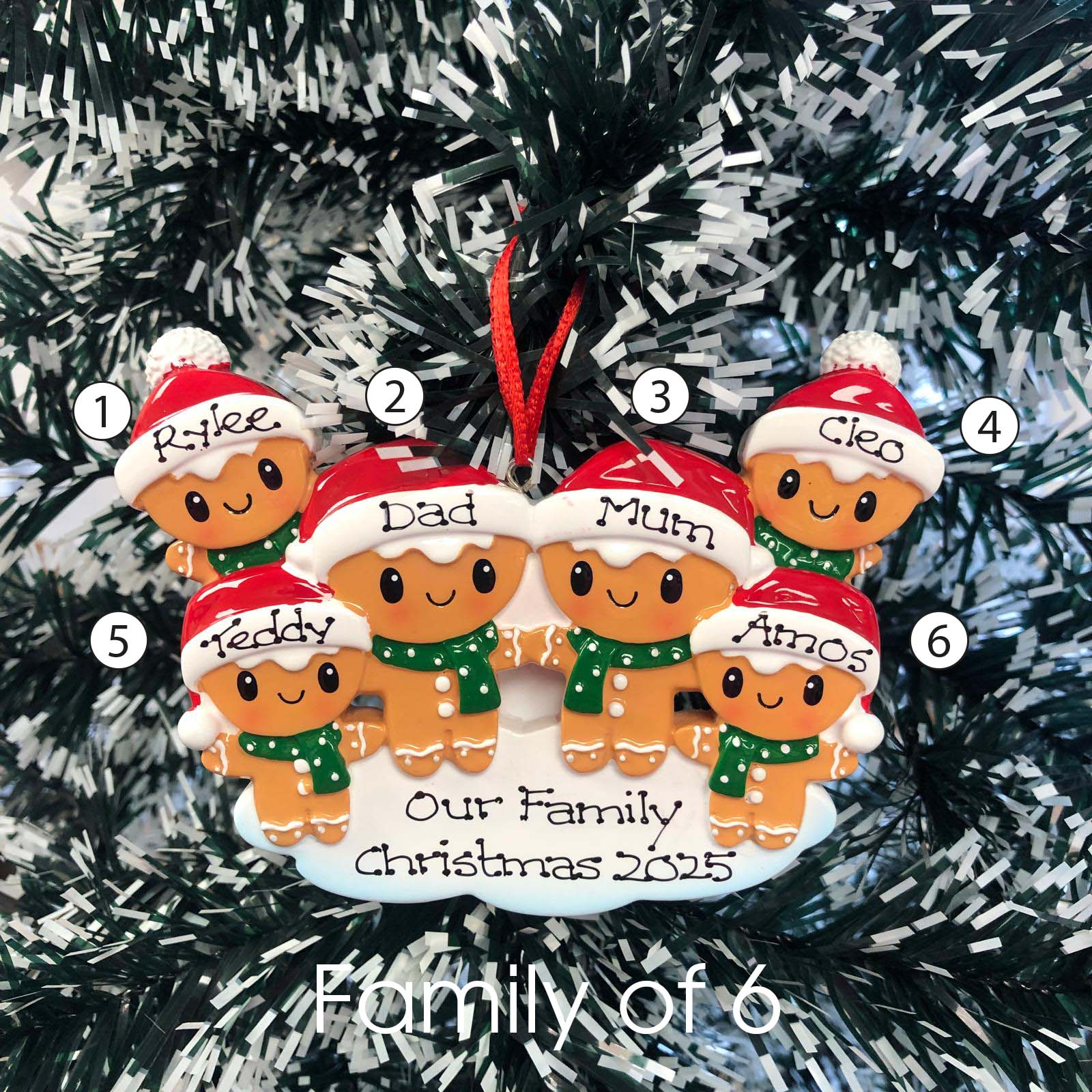 Personalised Family Christmas Xmas Tree Decoration Ornament - Gingerbread Family