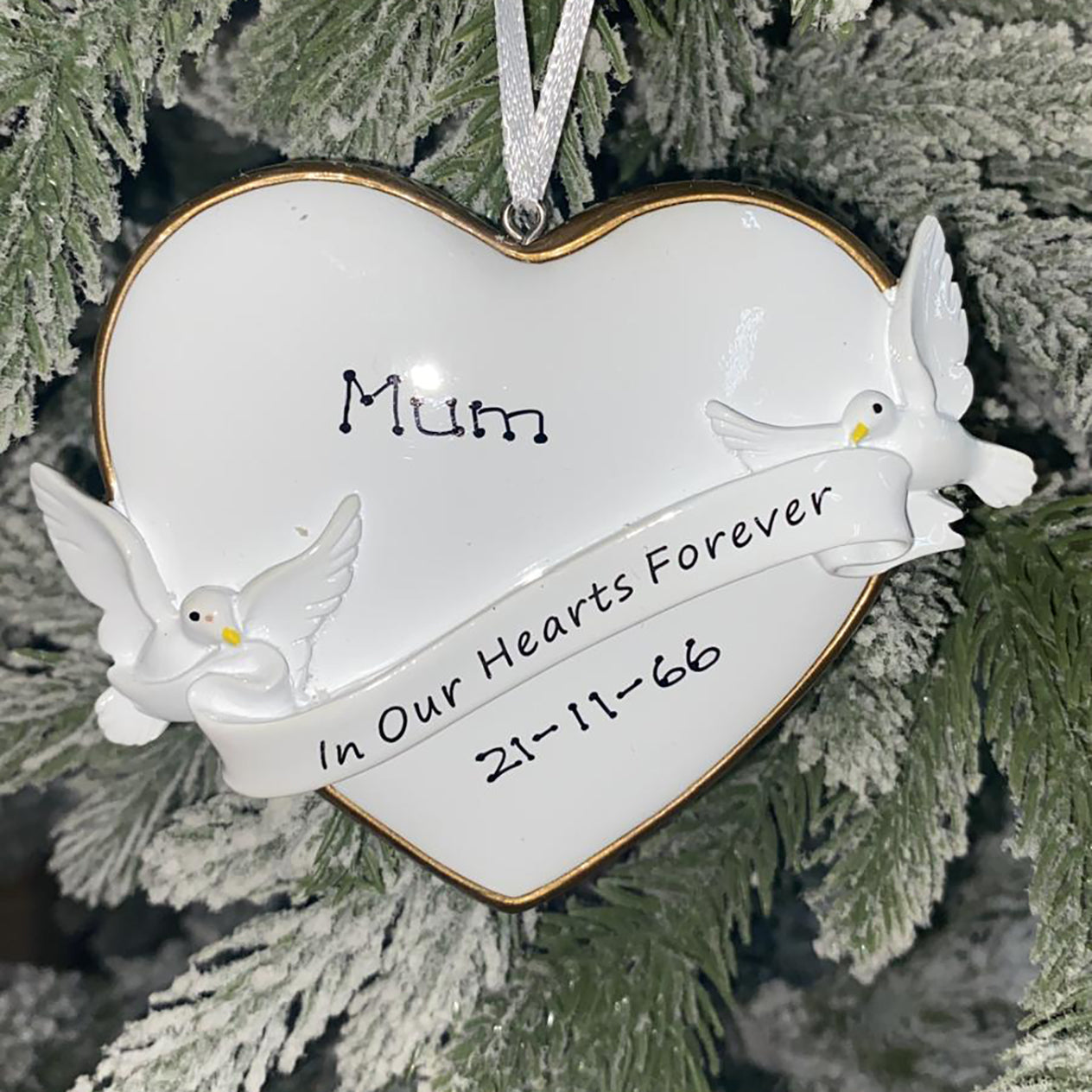 Personalised In Our Hearts memorial Christmas decoration