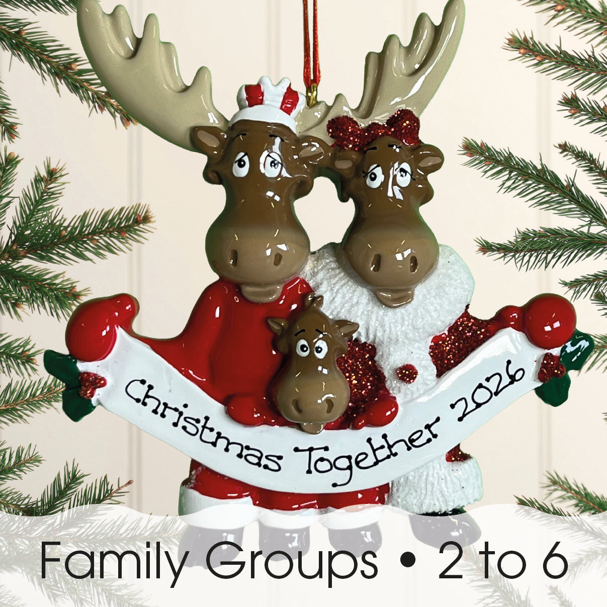 Personalised Moose Family Christmas decoration - Family of 2