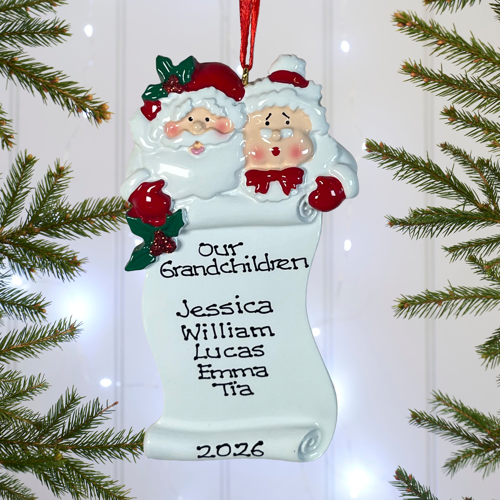 Personalised Grandparents' List Christmas decoration