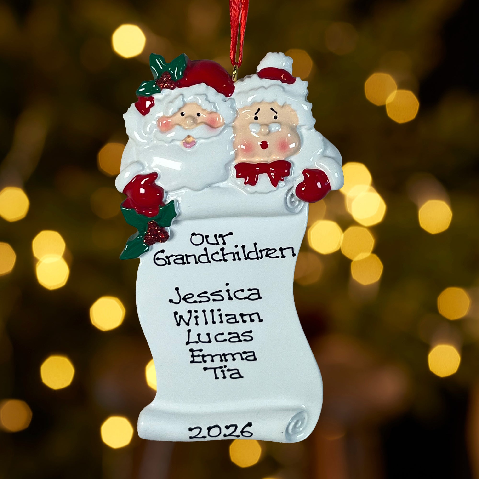 Personalised Grandparents' List Christmas decoration