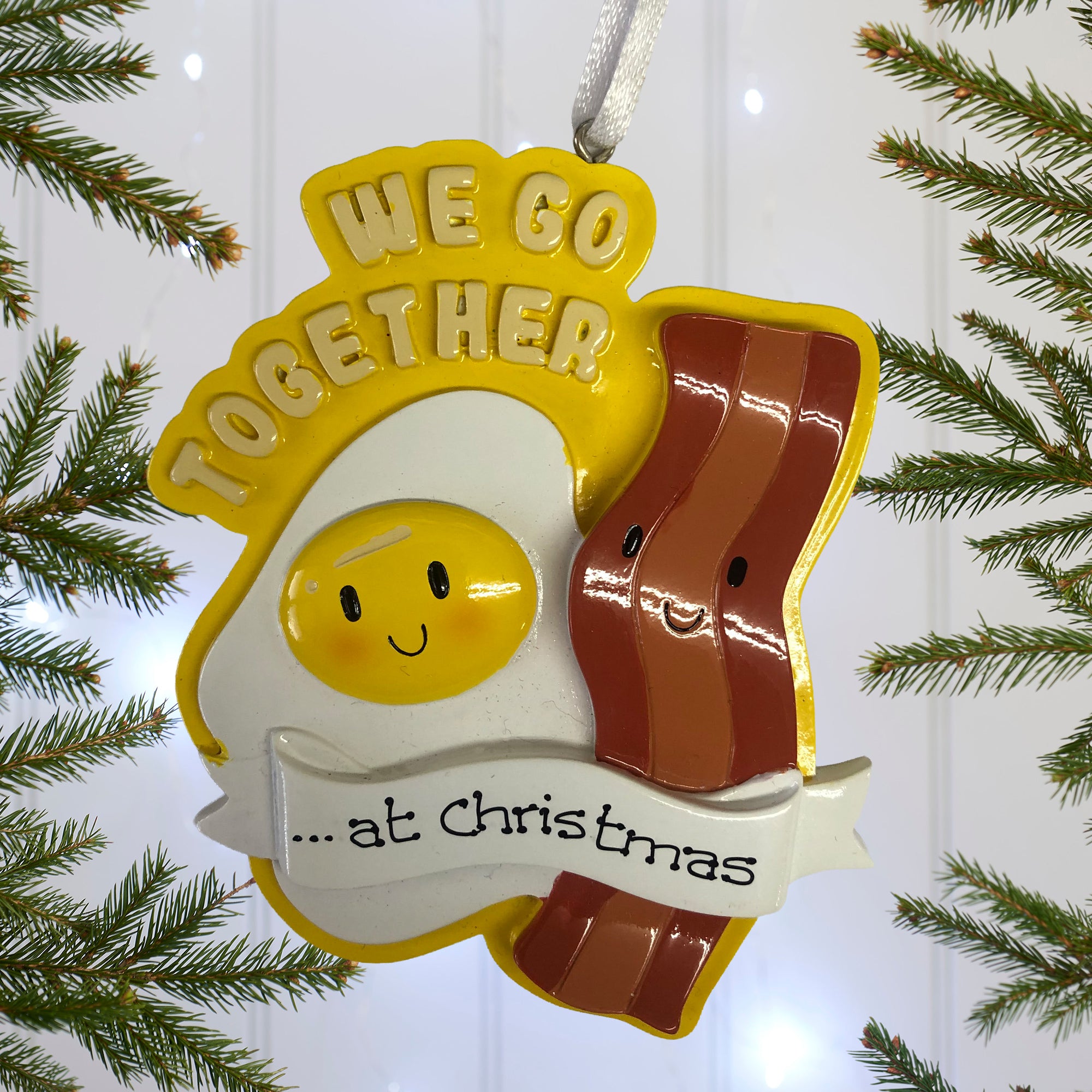 Personalised Bacon & Egg Christmas decoration