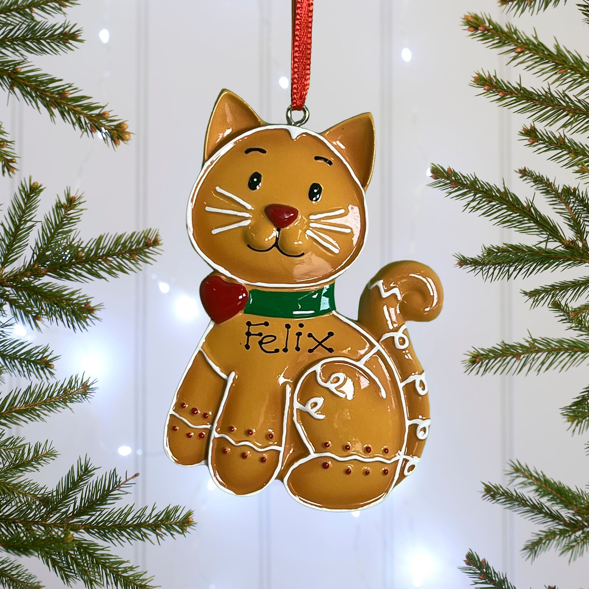 Personalised Gingerbread Cat Christmas decoration