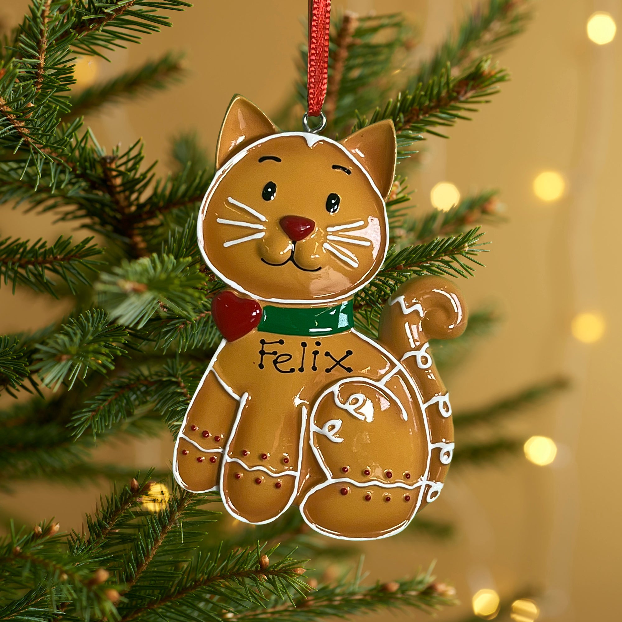 Personalised Gingerbread Cat Christmas decoration