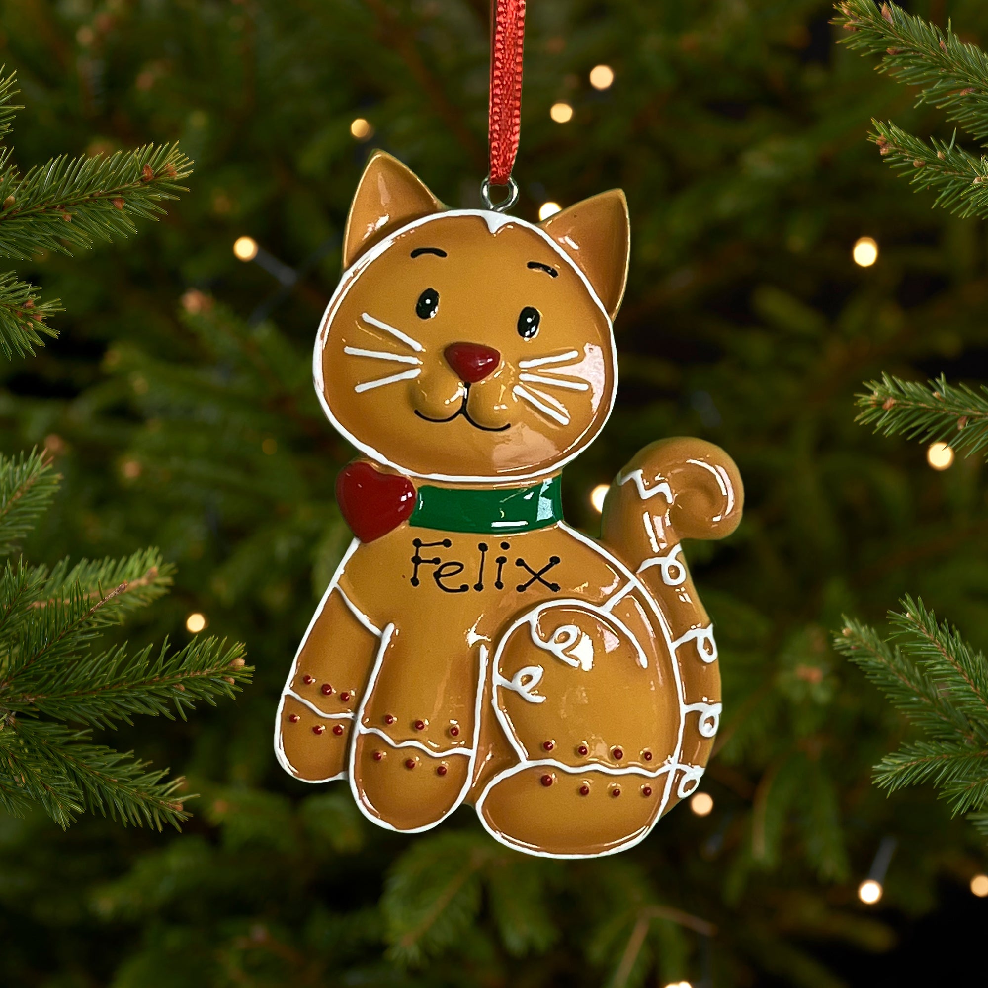 Personalised Gingerbread Cat Christmas decoration
