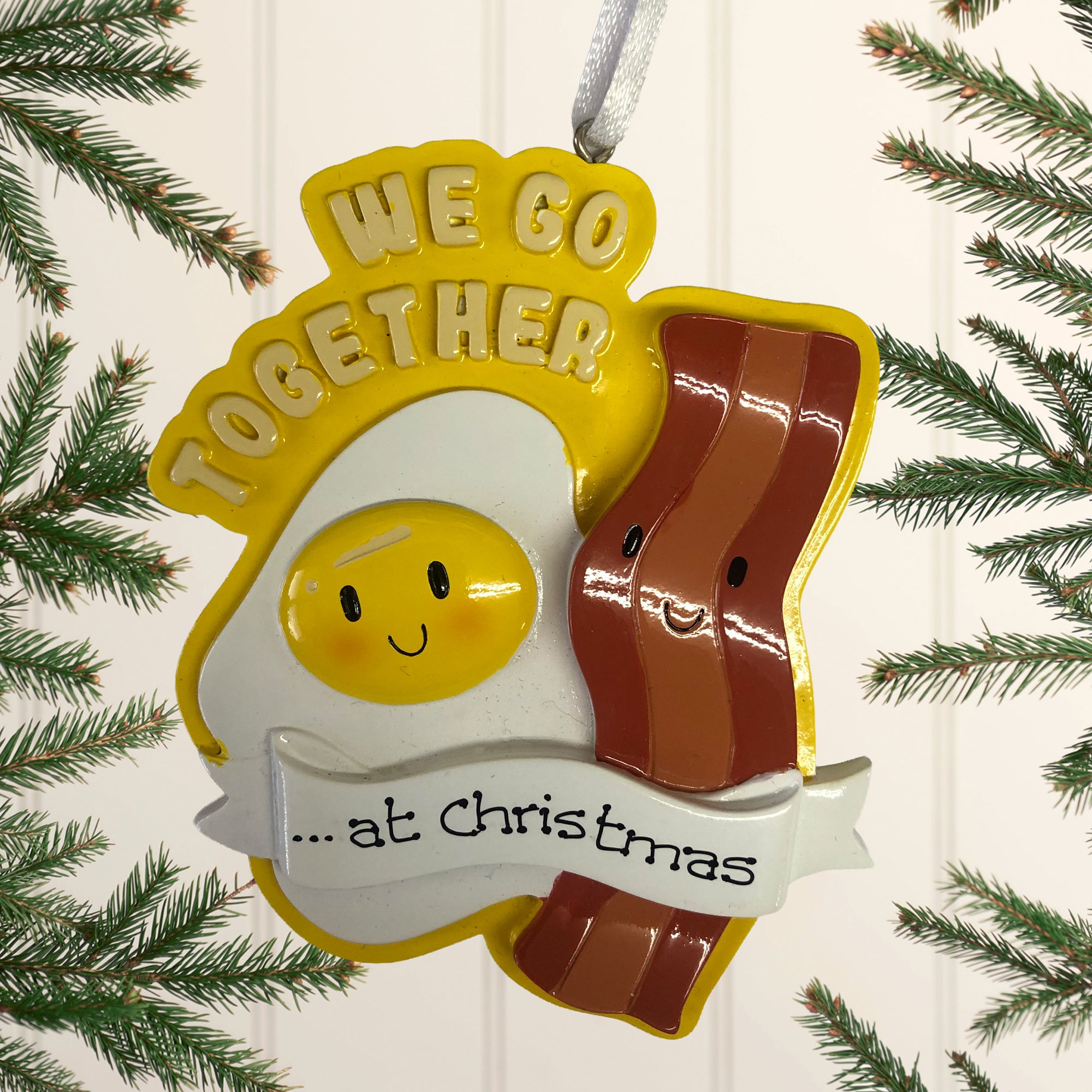 Personalised Bacon & Egg Christmas decoration