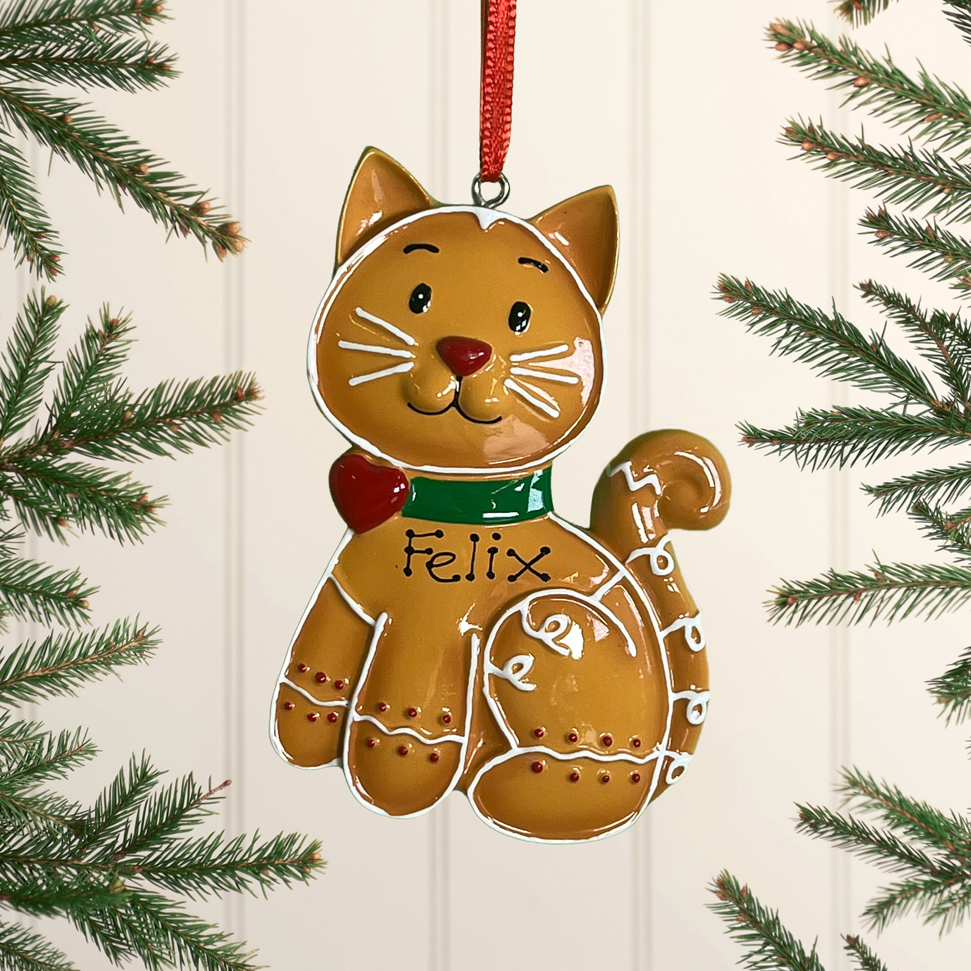 Personalised Gingerbread Cat Christmas decoration