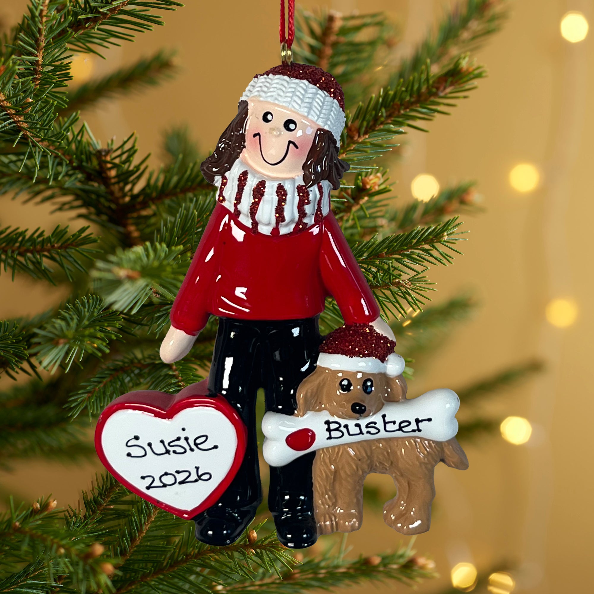 Personalised Child and Dog Christmas decoration