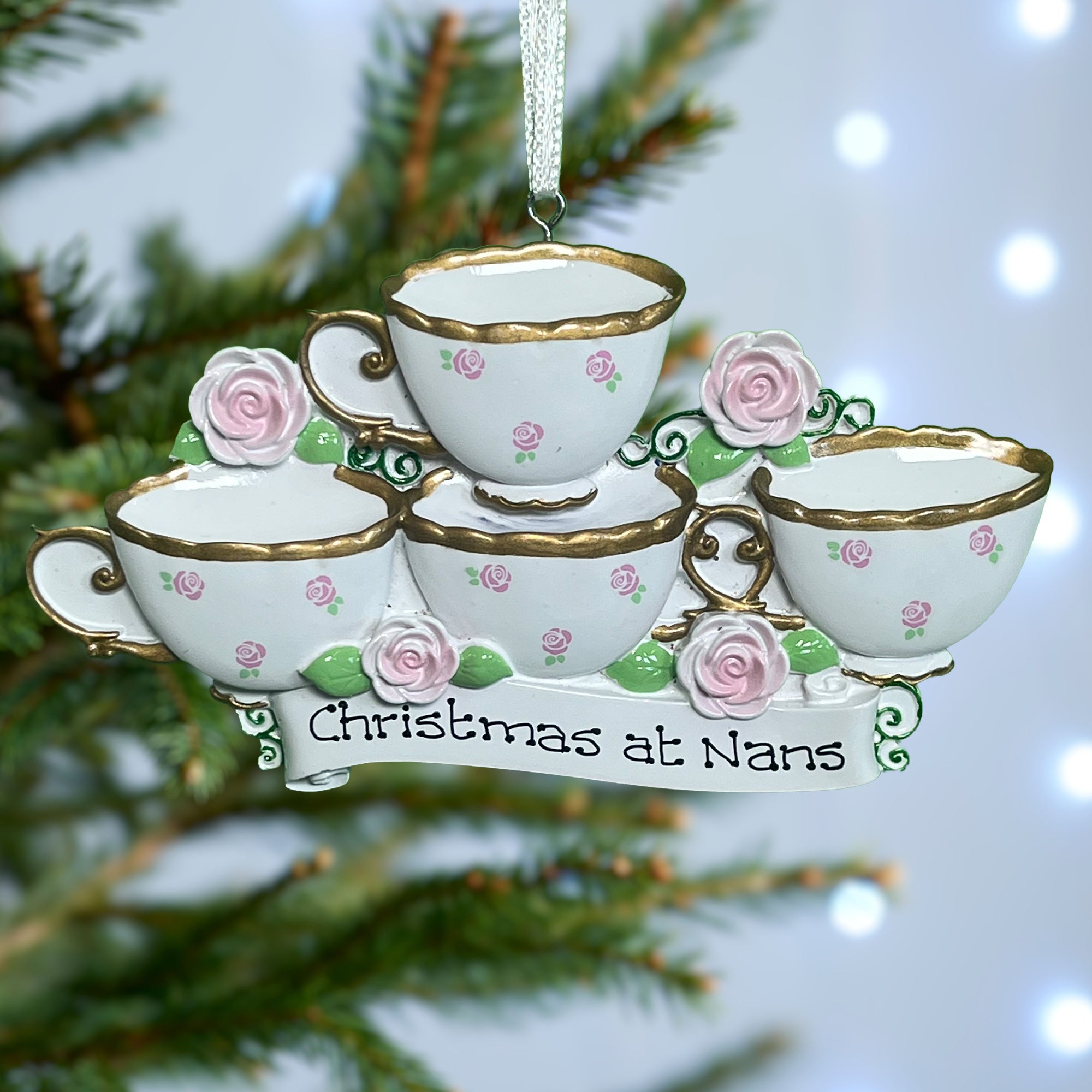 Personalised Teacups Family Christmas decoration - Family of 4