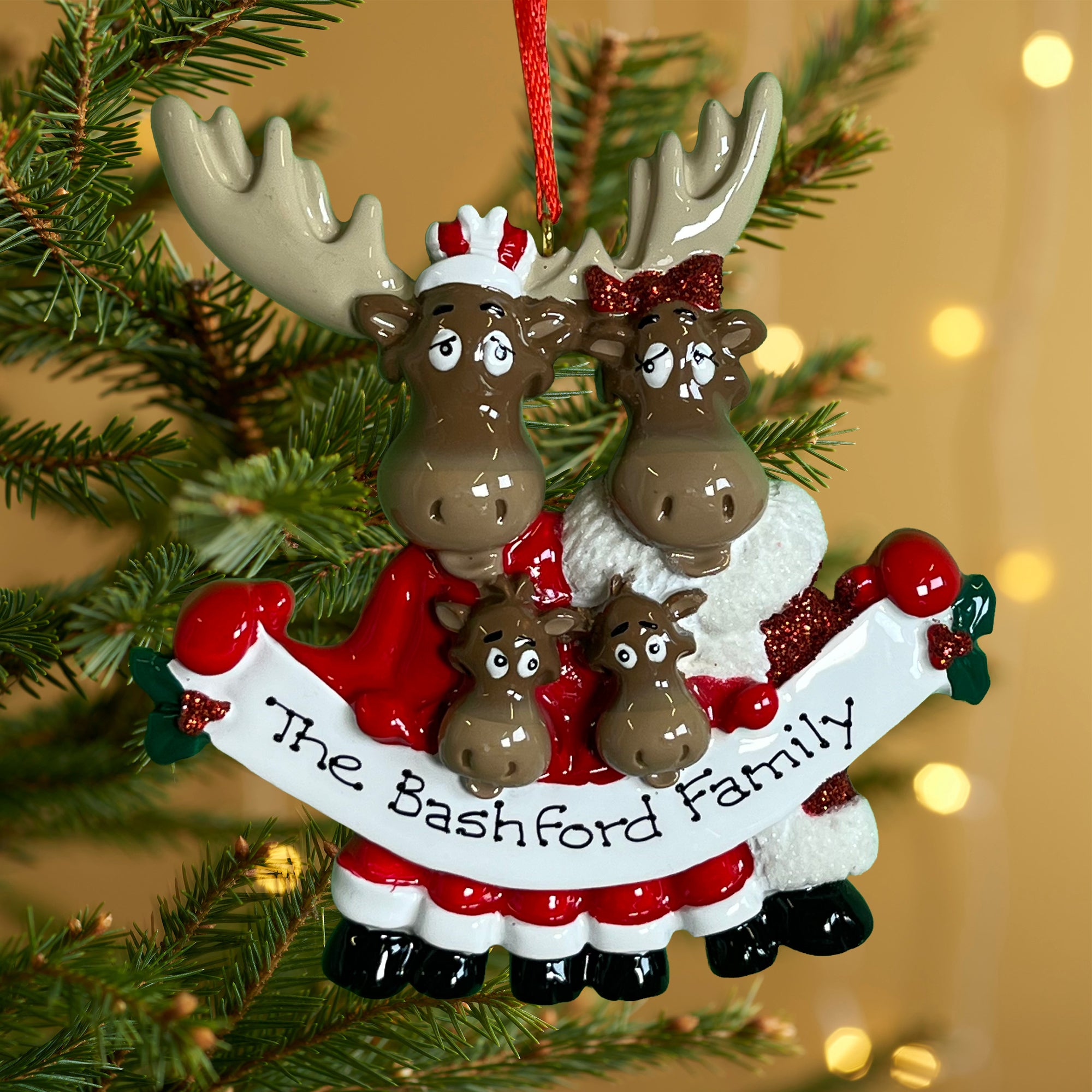 Personalised Moose Family Christmas decoration - Family of 4