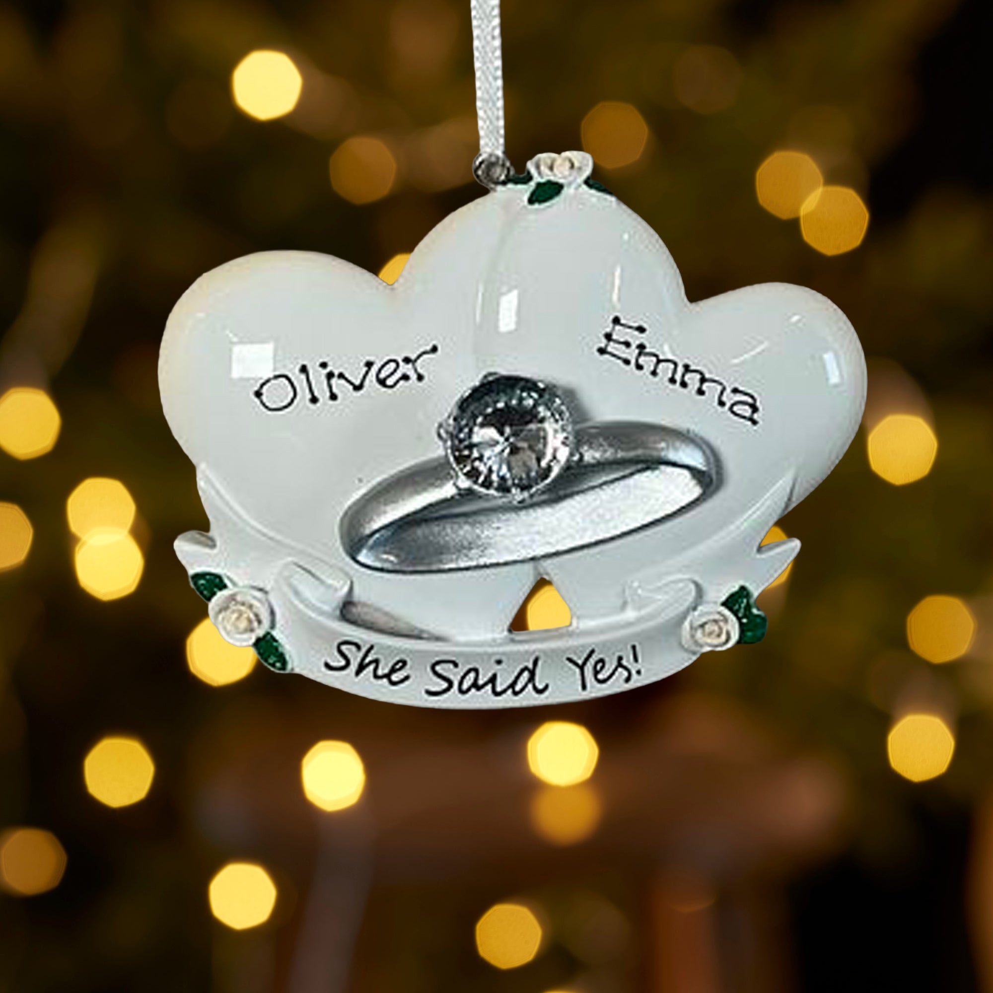 Personalised Family Christmas Xmas Tree Decoration Ornament - She Says Yes