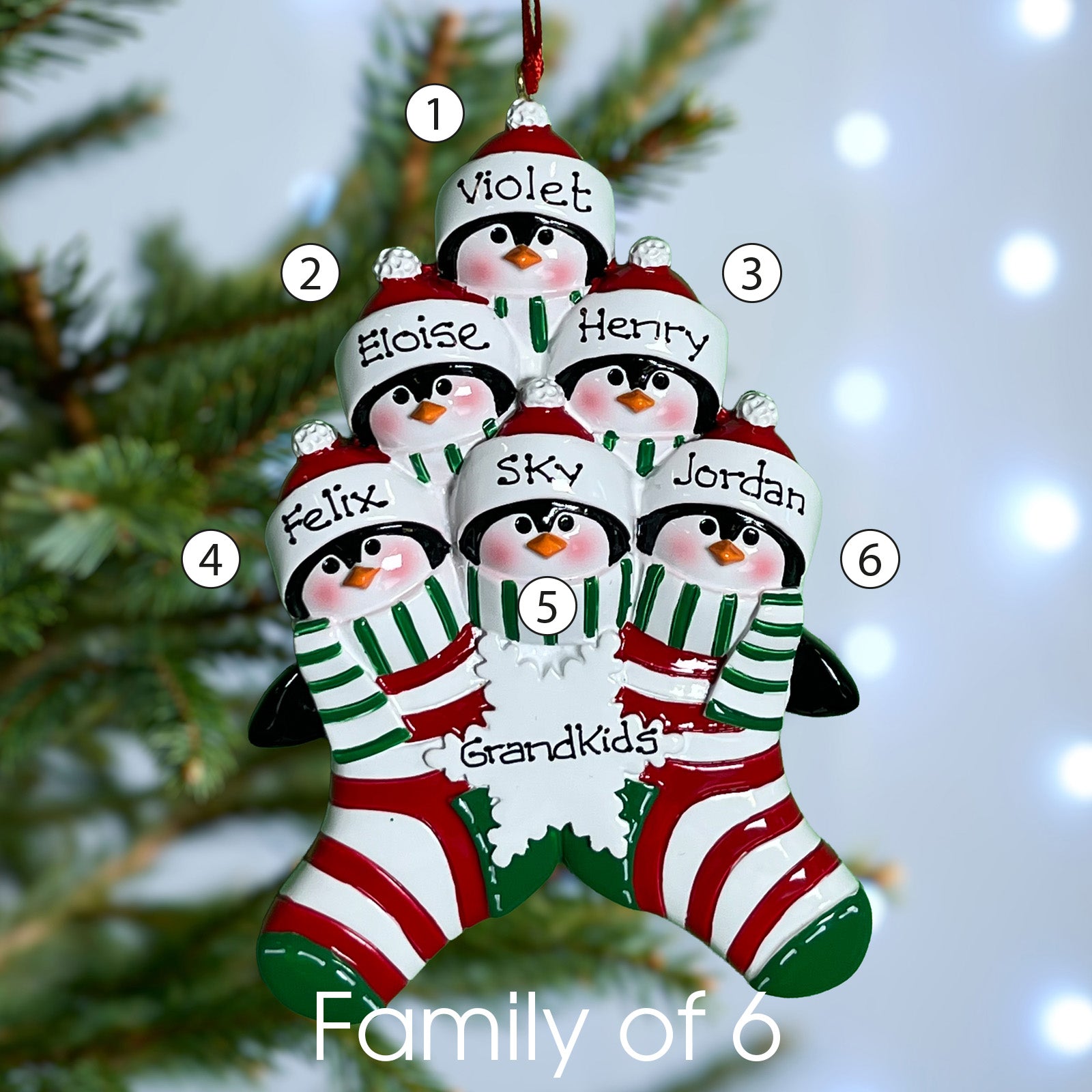 Personalised Penguin Stocking Family Christmas decoration