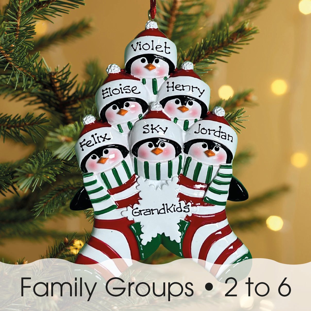 Personalised Penguin Stocking Family Christmas decoration - Family of 2
