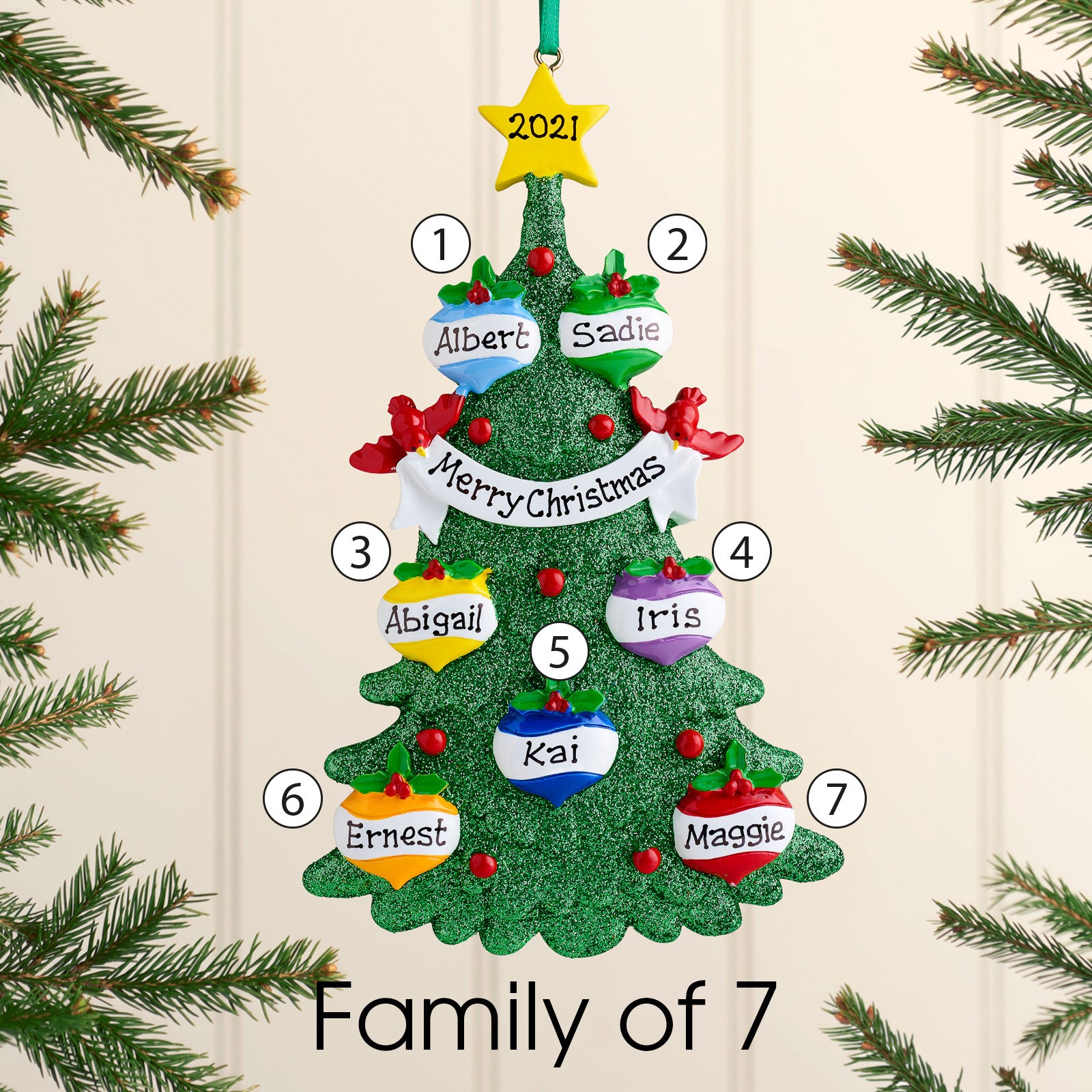 Personalised Green Tree Christmas decoration - Green