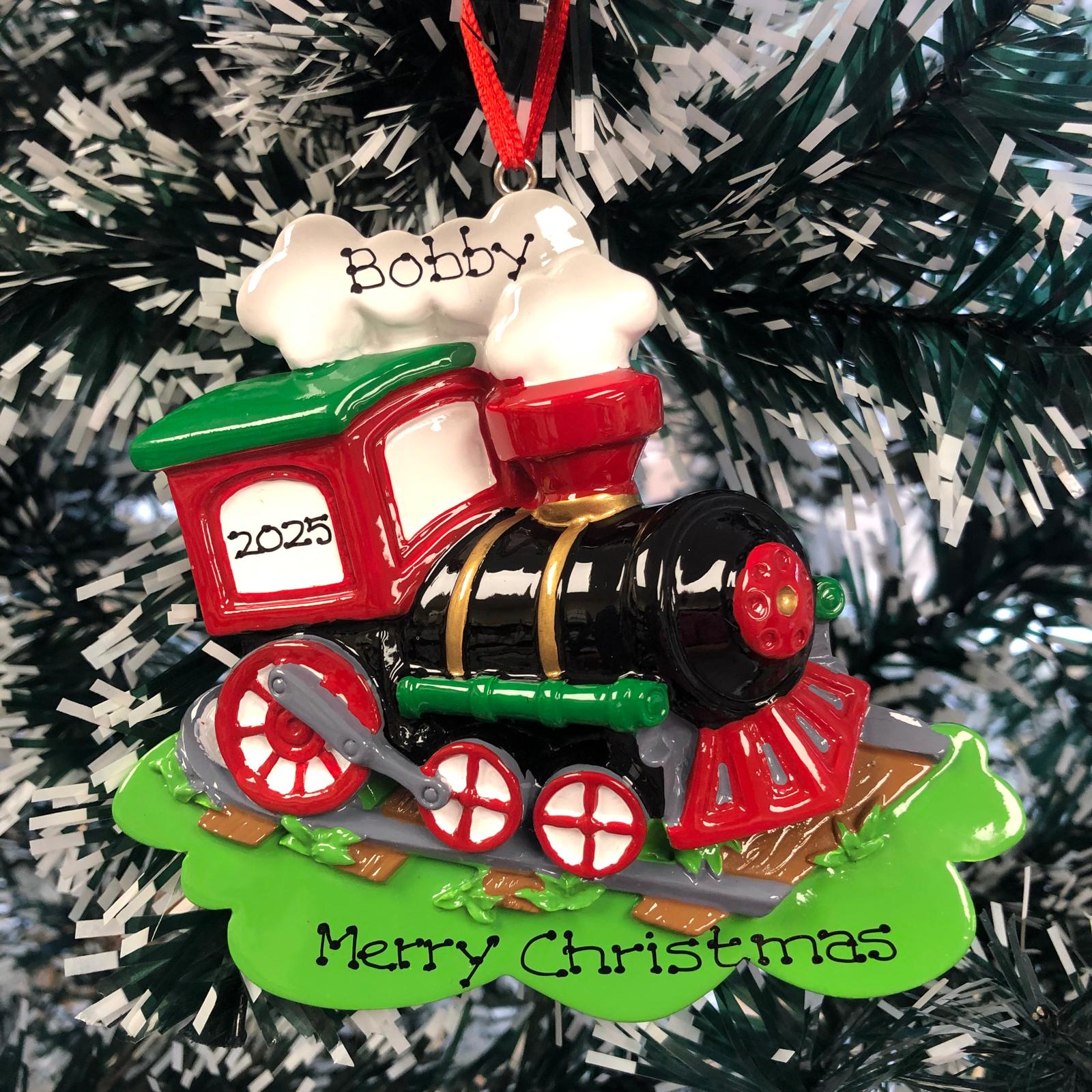 Personalised Family Christmas Xmas Tree Decoration Ornament - Train