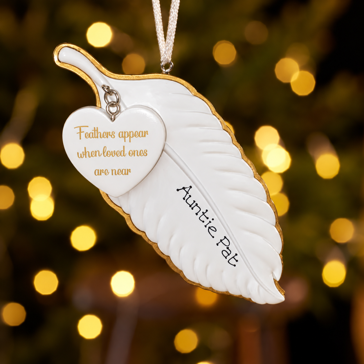 Personalised Family Christmas Xmas Tree Decoration Ornament - Memorial Feather