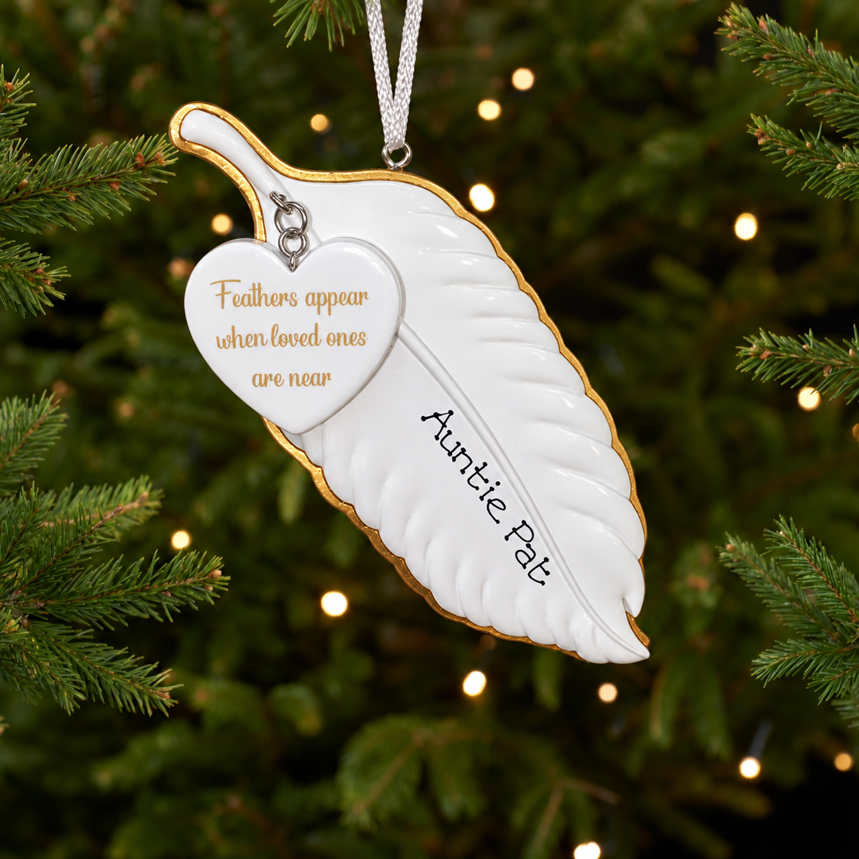 Personalised Family Christmas Xmas Tree Decoration Ornament - Memorial Feather