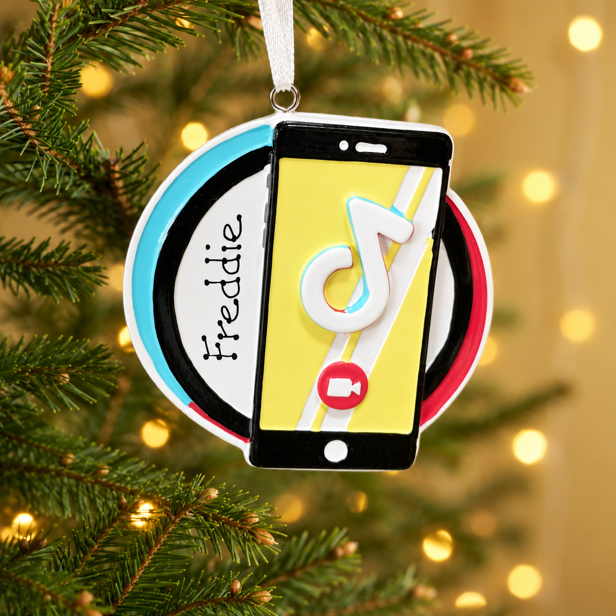 Personalised Family Christmas Xmas Tree Decoration Ornament - Cell Phone Dance App