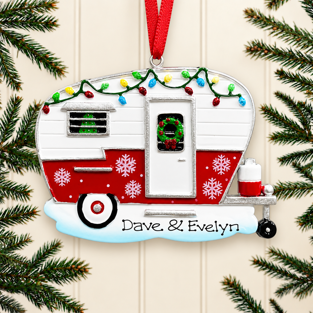 Personalised Family Christmas Xmas Tree Decoration Ornament - Caravan