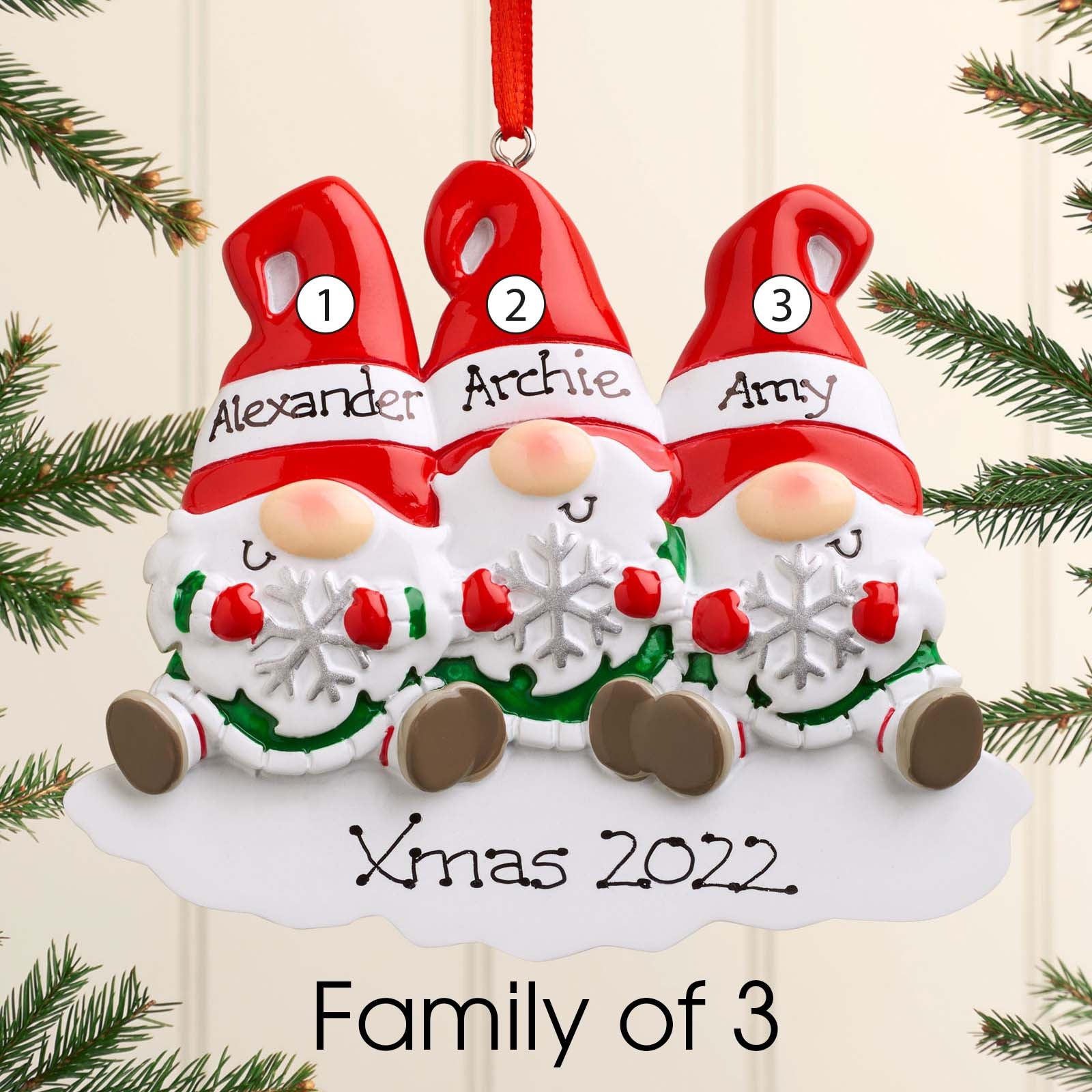 Personalised Family Christmas Xmas Tree Decoration Ornament - Gonk Gnome Family