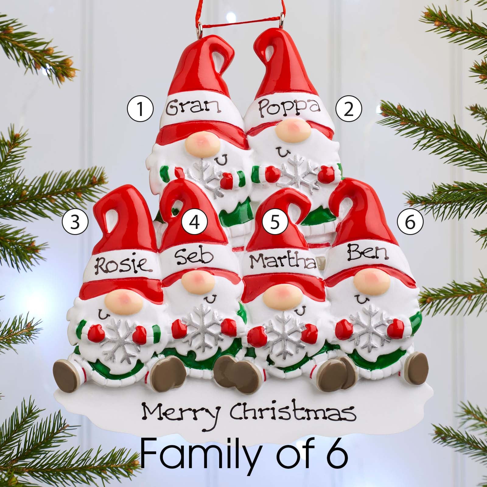 Personalised Family Christmas Xmas Tree Decoration Ornament - Gonk Gnome Family