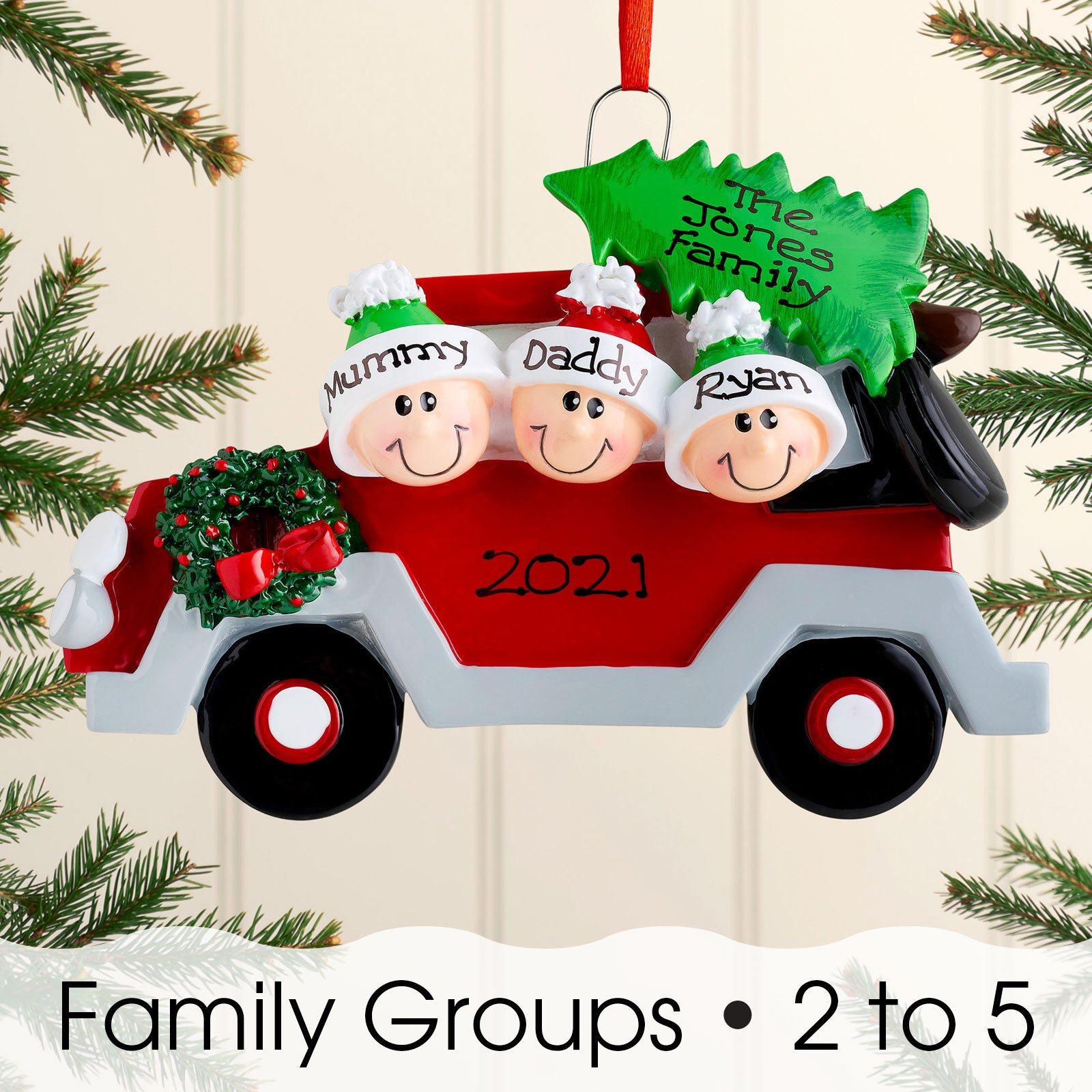 Personalised Car Family Christmas decoration - Family of 2