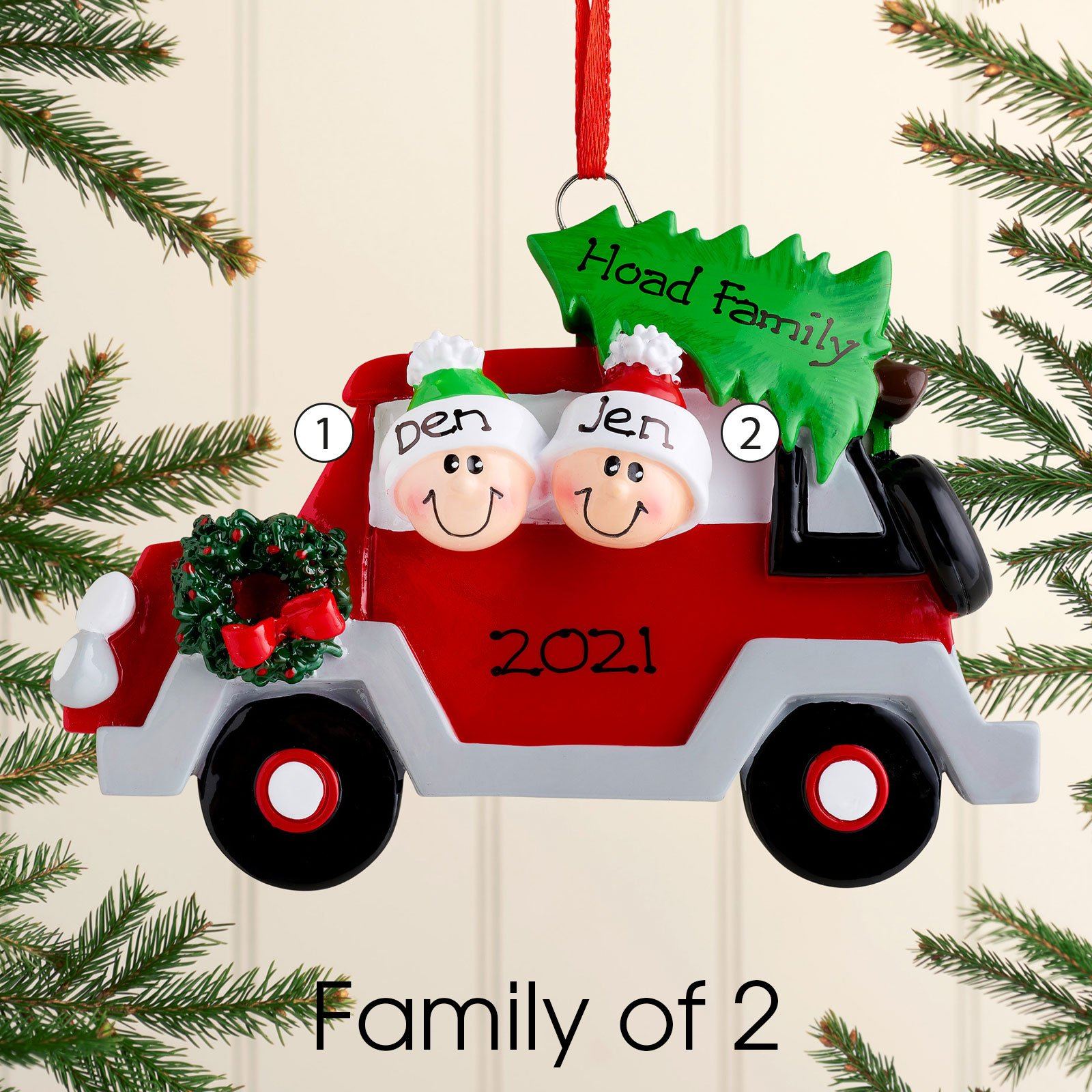 Personalised Car Family Christmas decoration - Family of 3