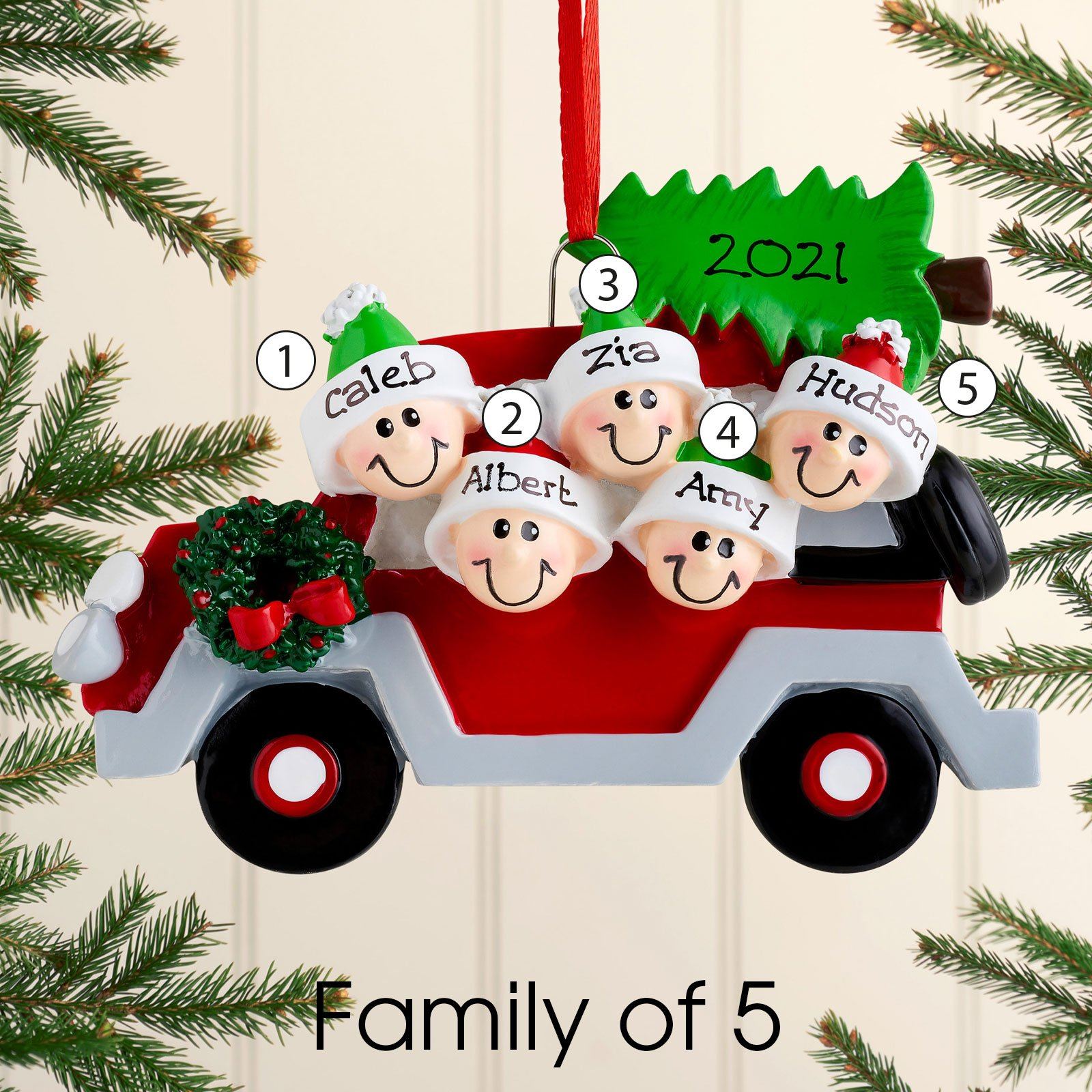 Personalised Car Family Christmas decoration