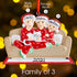 Christmas Ornament - Personalised Family Christmas Xmas Tree Decoration Ornament - Family With Cat On Sofa