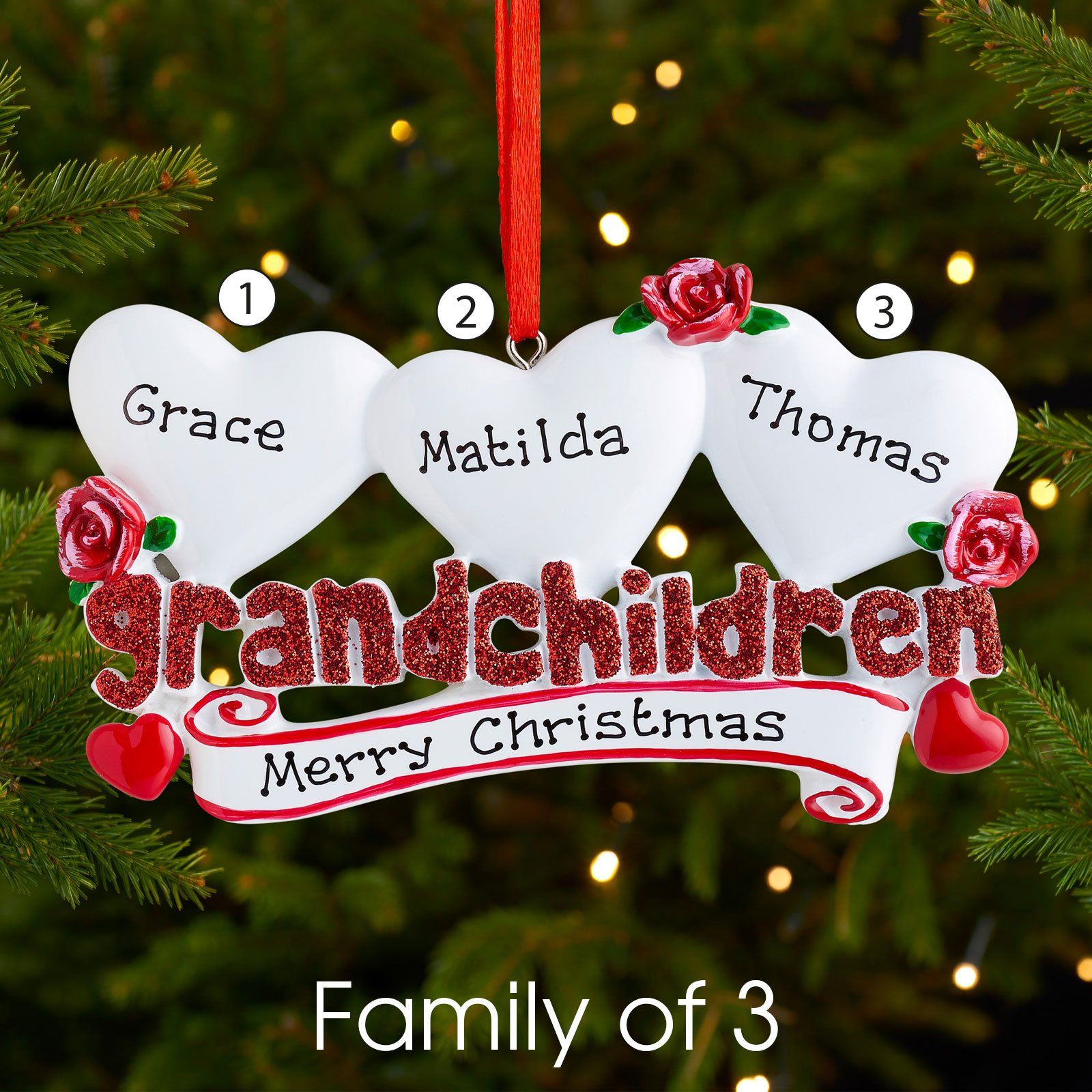Christmas Ornament - Personalised Family Christmas Xmas Tree Decoration Ornament - Grandchildren