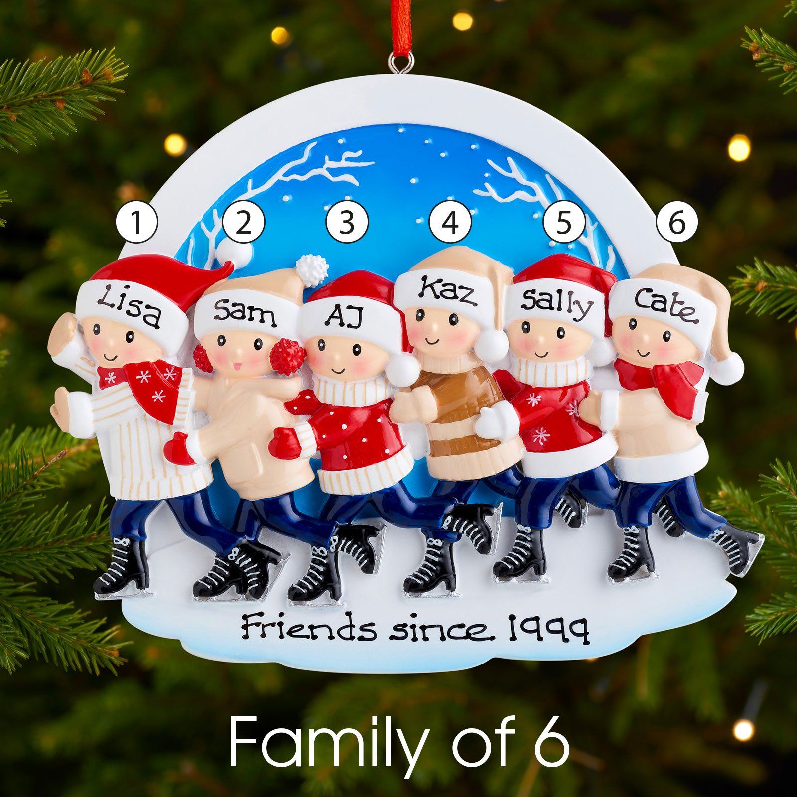Christmas Ornament - Personalised Family Christmas Xmas Tree Decoration Ornament - Ice Skating Family
