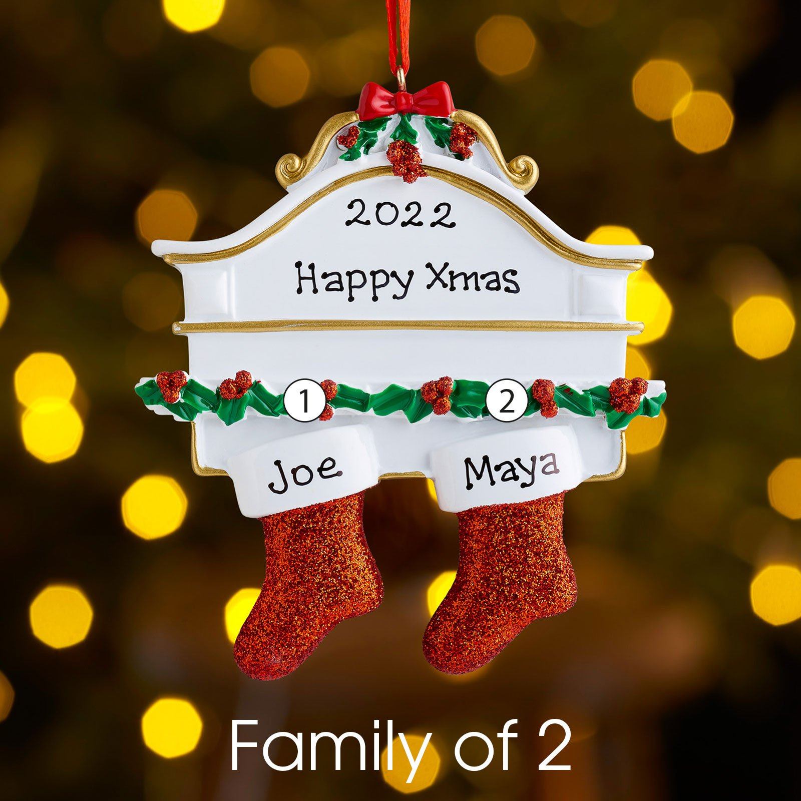 Personalised Mantel Family Christmas decoration - Family of 3