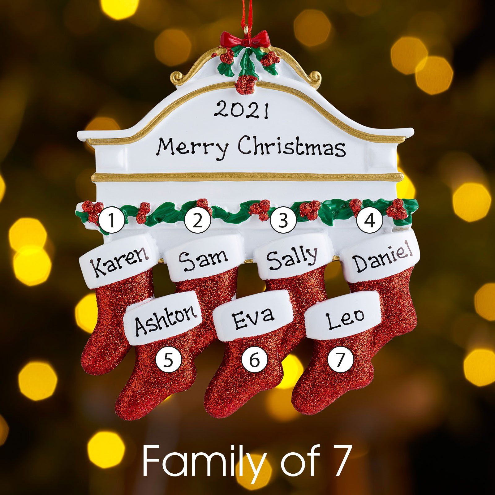 Personalised Mantel Family Christmas decoration - Family of 8