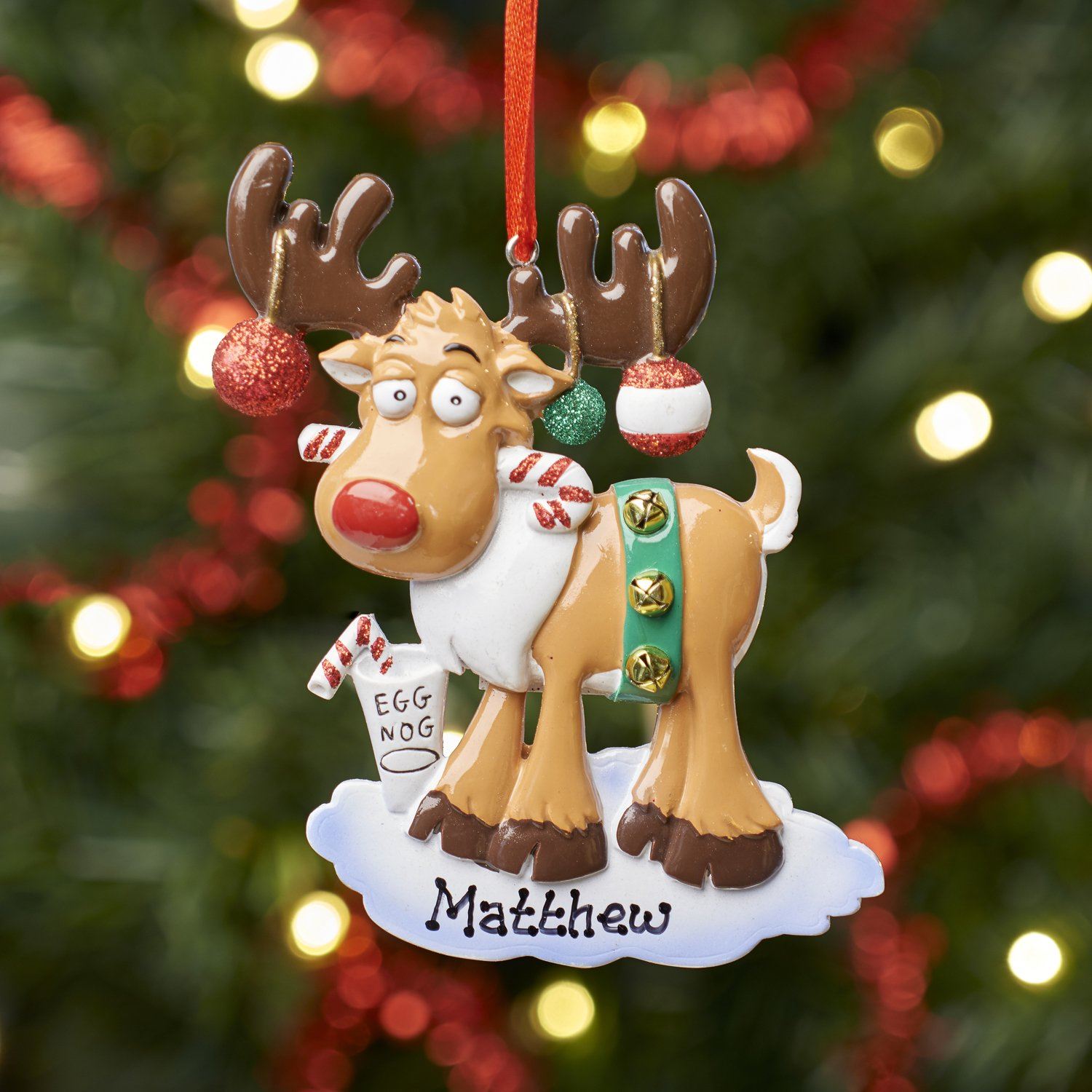 Christmas Ornament - Personalised Family Christmas Xmas Tree Decoration Ornament - Reindeer