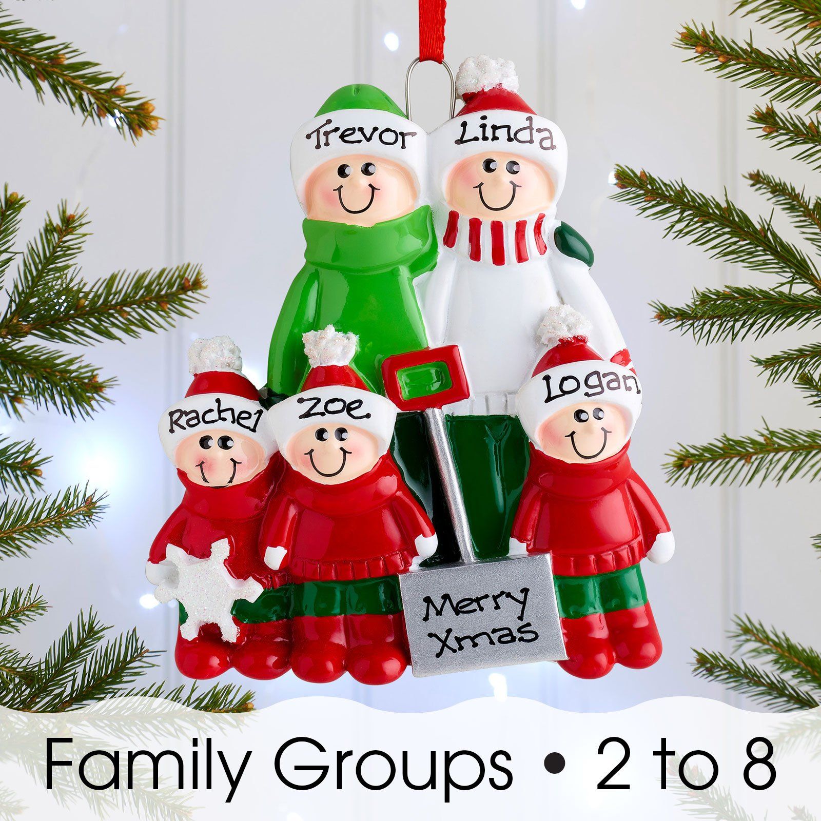 Christmas Ornament - Personalised Family Christmas Xmas Tree Decoration Ornament -  Shovel Family