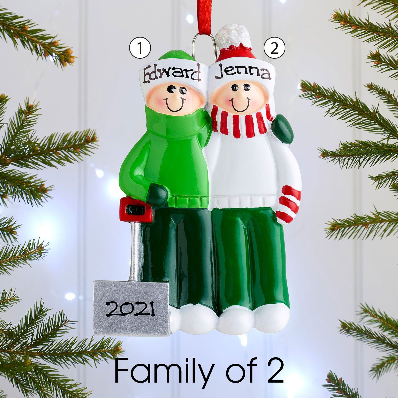 Christmas Ornament - Personalised Family Christmas Xmas Tree Decoration Ornament -  Shovel Family