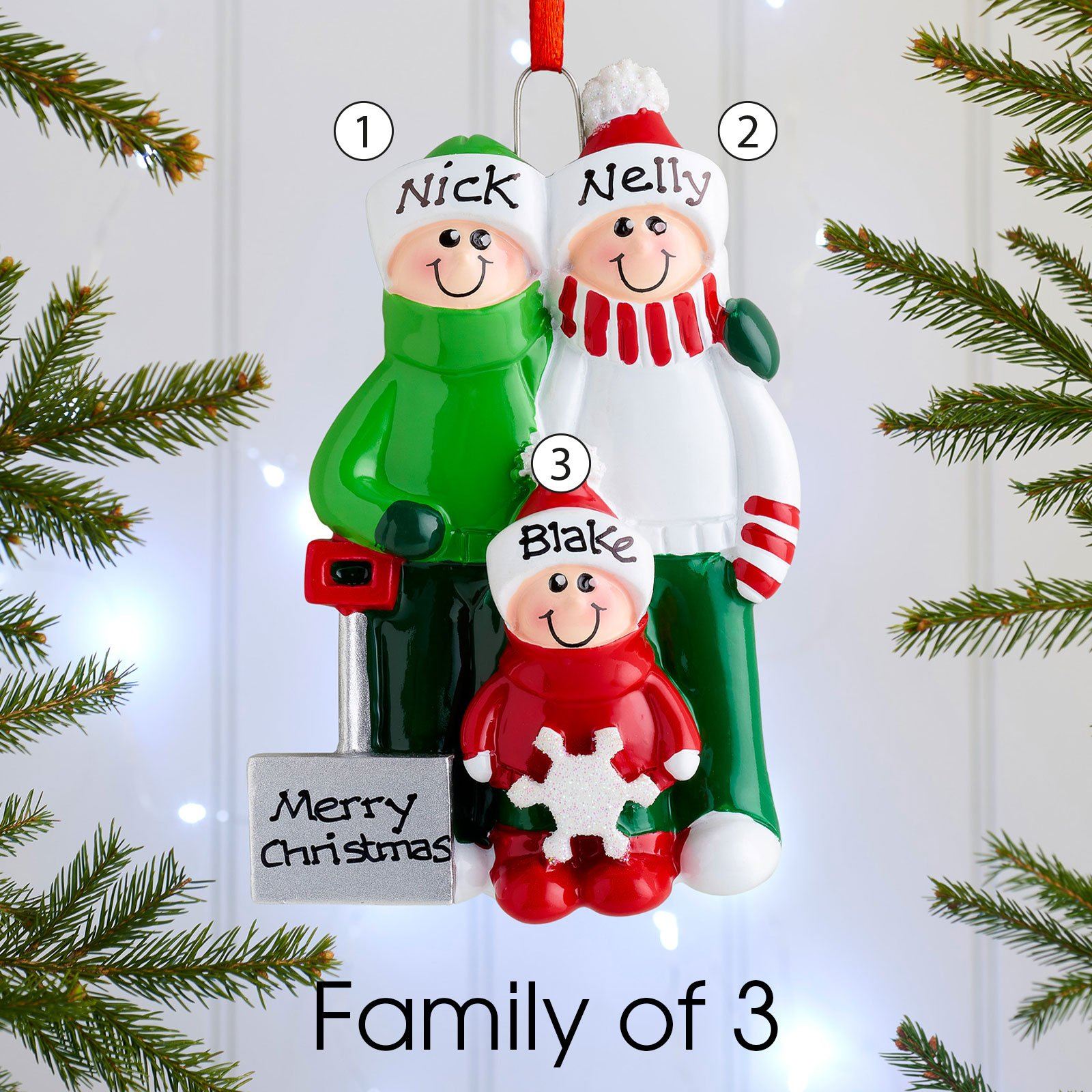 Christmas Ornament - Personalised Family Christmas Xmas Tree Decoration Ornament -  Shovel Family